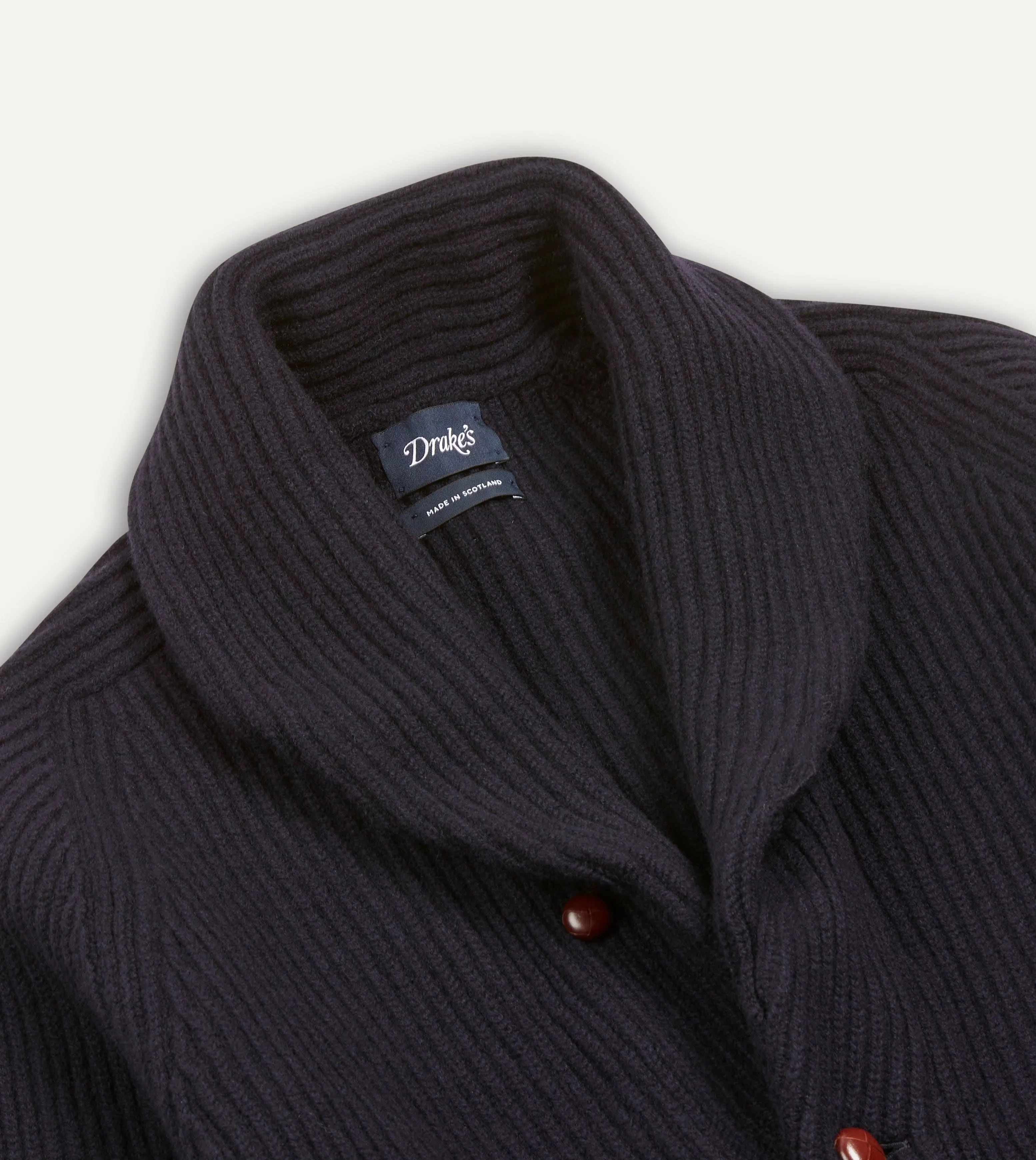 Navy Lambswool Shawl Collar Cardigan sold by Drake's London product image thumbnail 3