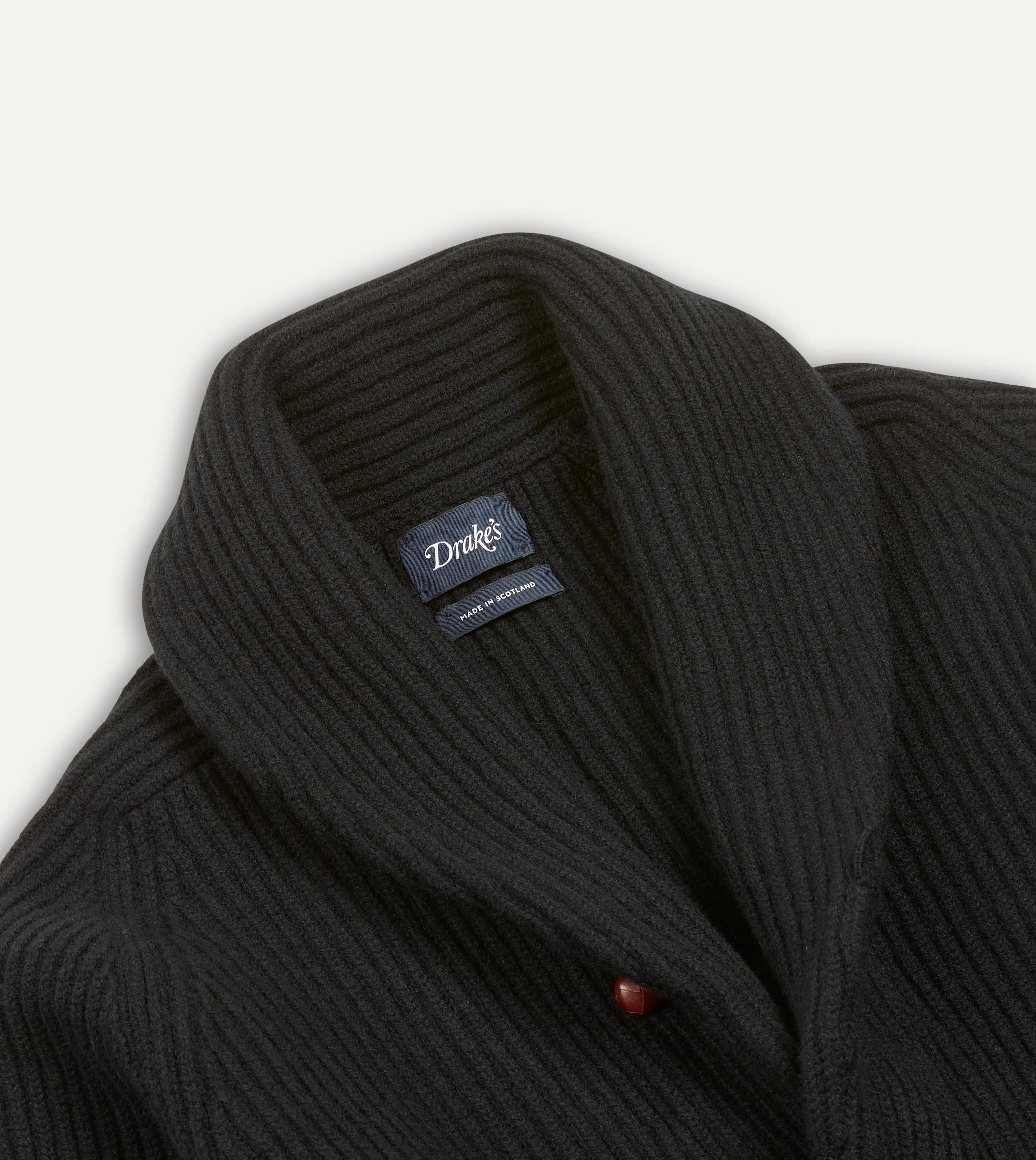 Black Lambswool Shawl Collar Cardigan sold by Drake's London product image thumbnail 3