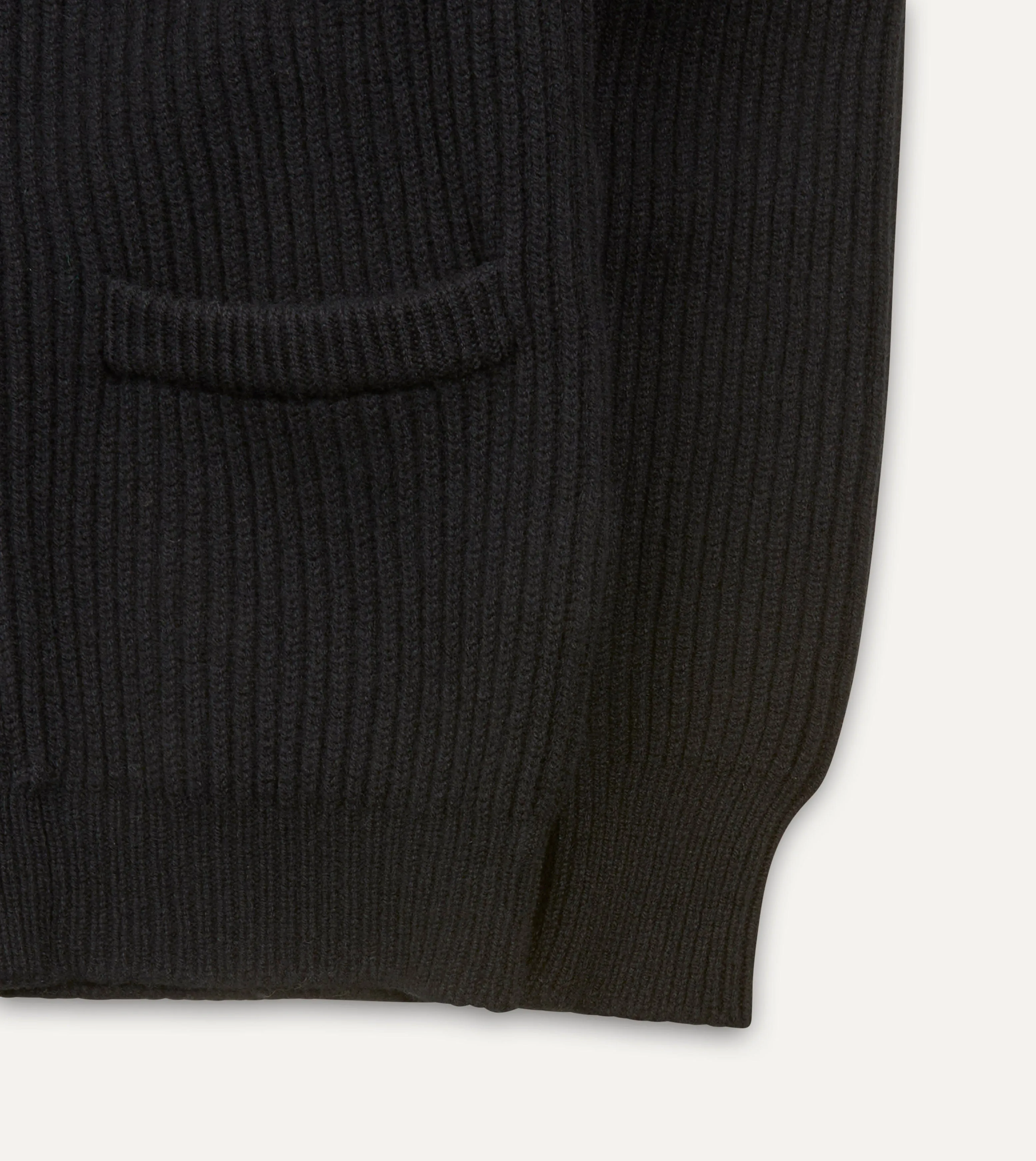 Black Lambswool Shawl Collar Cardigan sold by Drake's London product image thumbnail 5