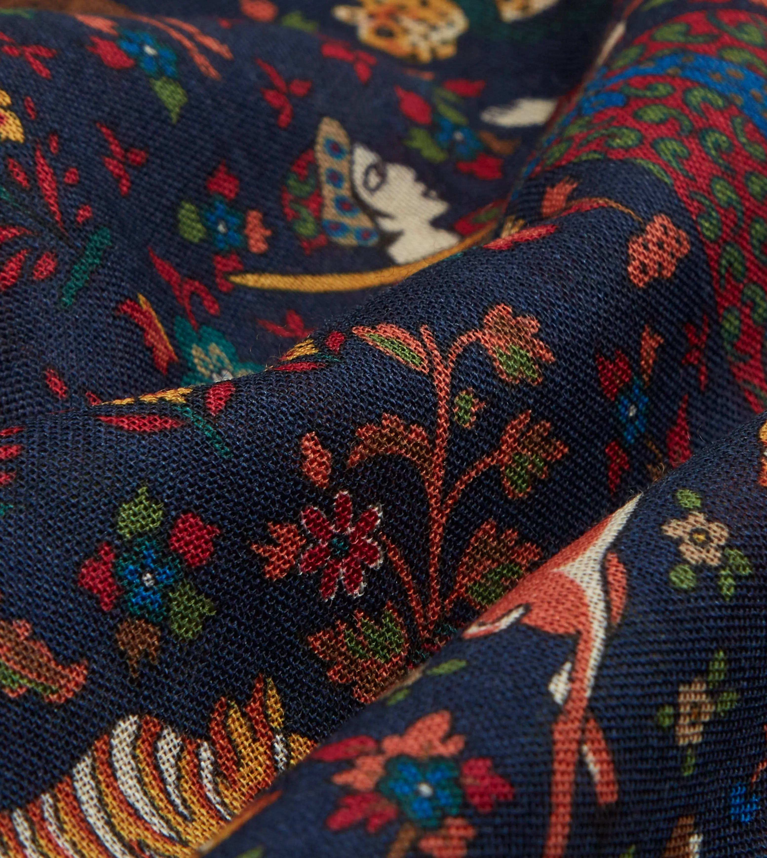 Navy Mughal Hunter Print Wool-Silk Scarf sold by Drake's London product image thumbnail 2