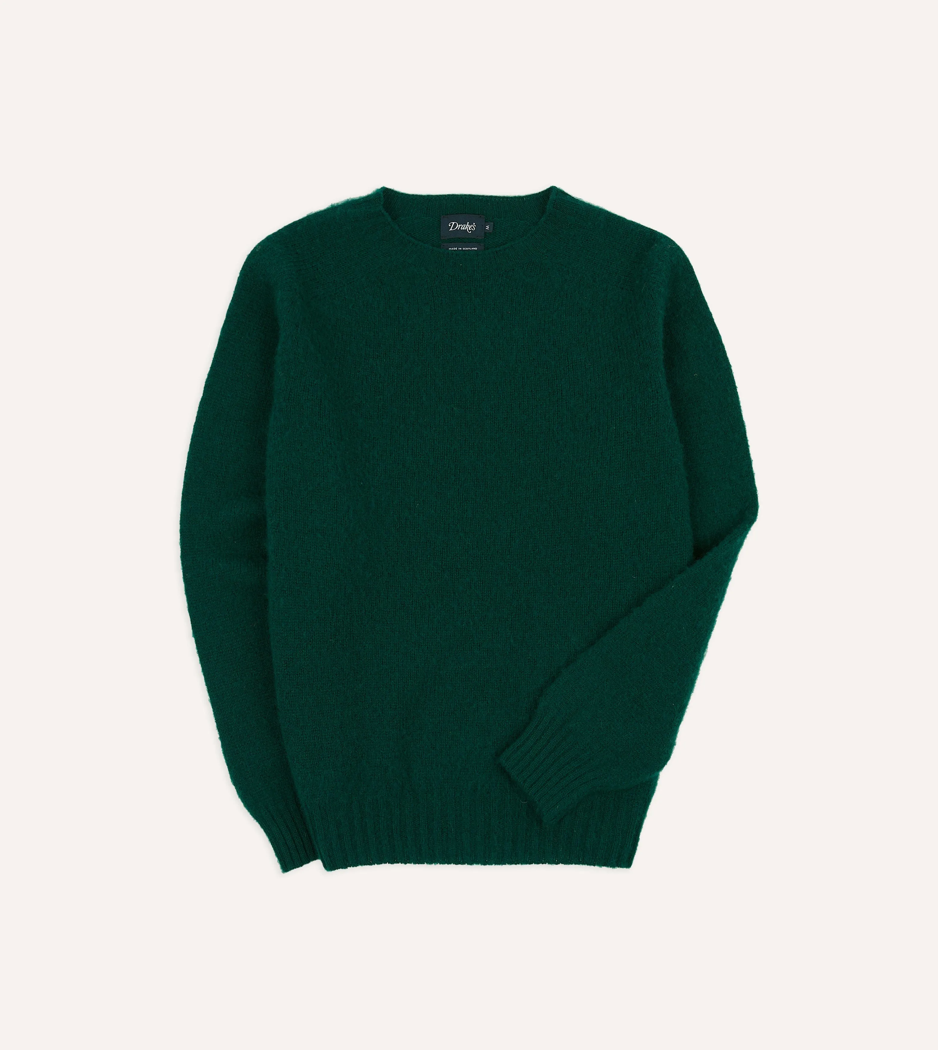 Forest Green Brushed Shetland Crew Neck Jumper sold by Drake's London
