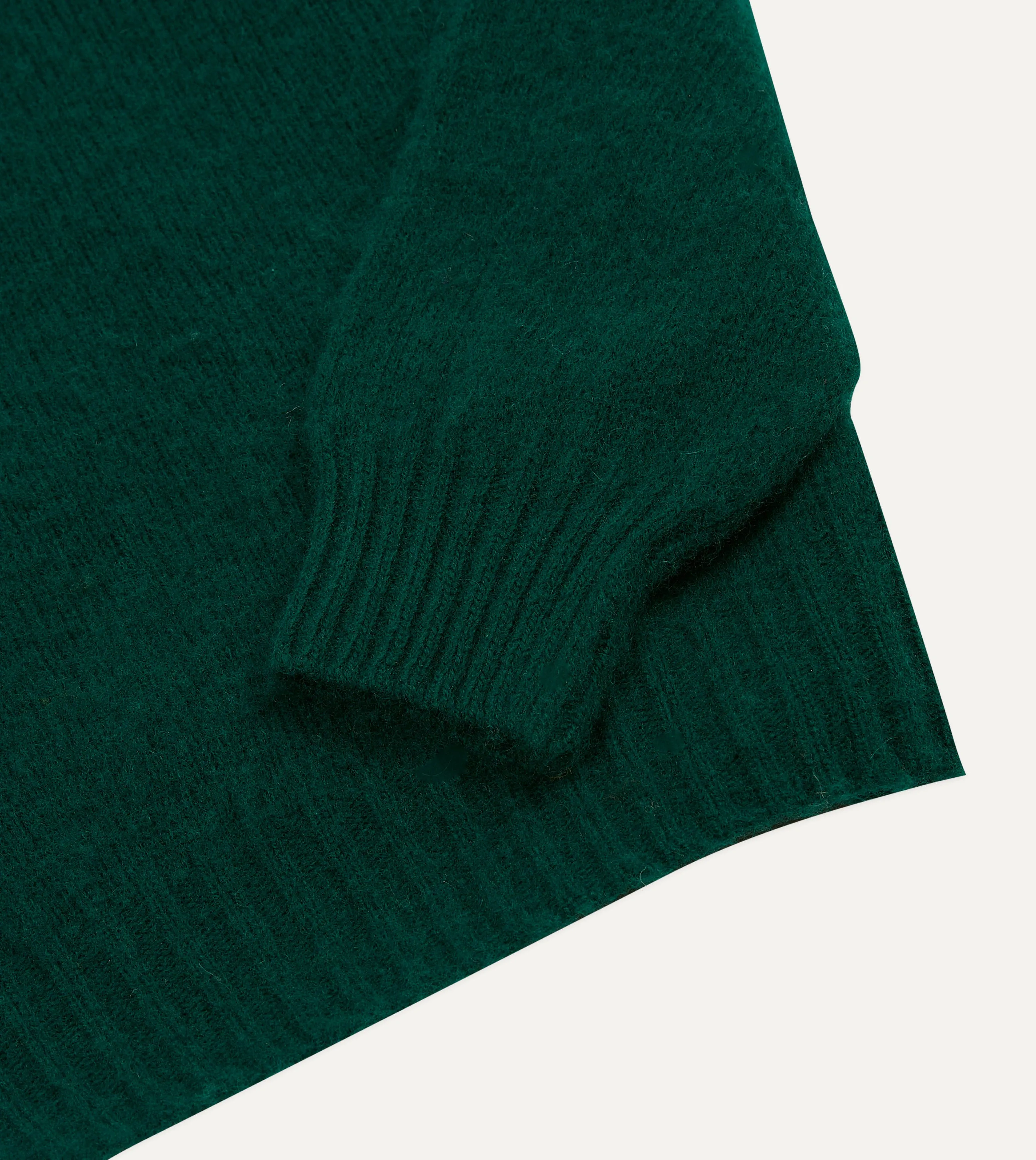 Forest Green Brushed Shetland Crew Neck Jumper sold by Drake's London product image thumbnail 4