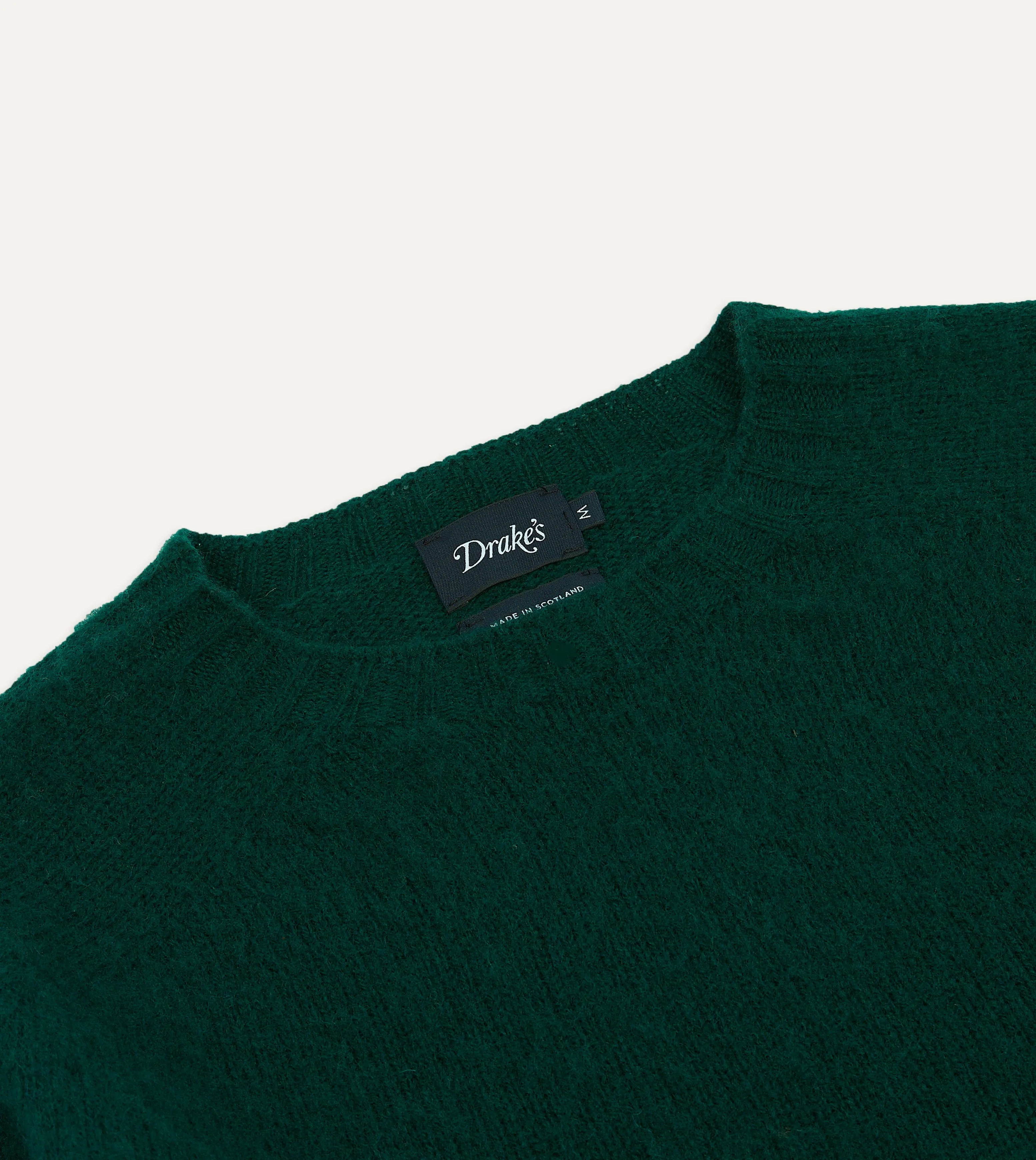 Forest Green Brushed Shetland Crew Neck Jumper sold by Drake's London product image thumbnail 3