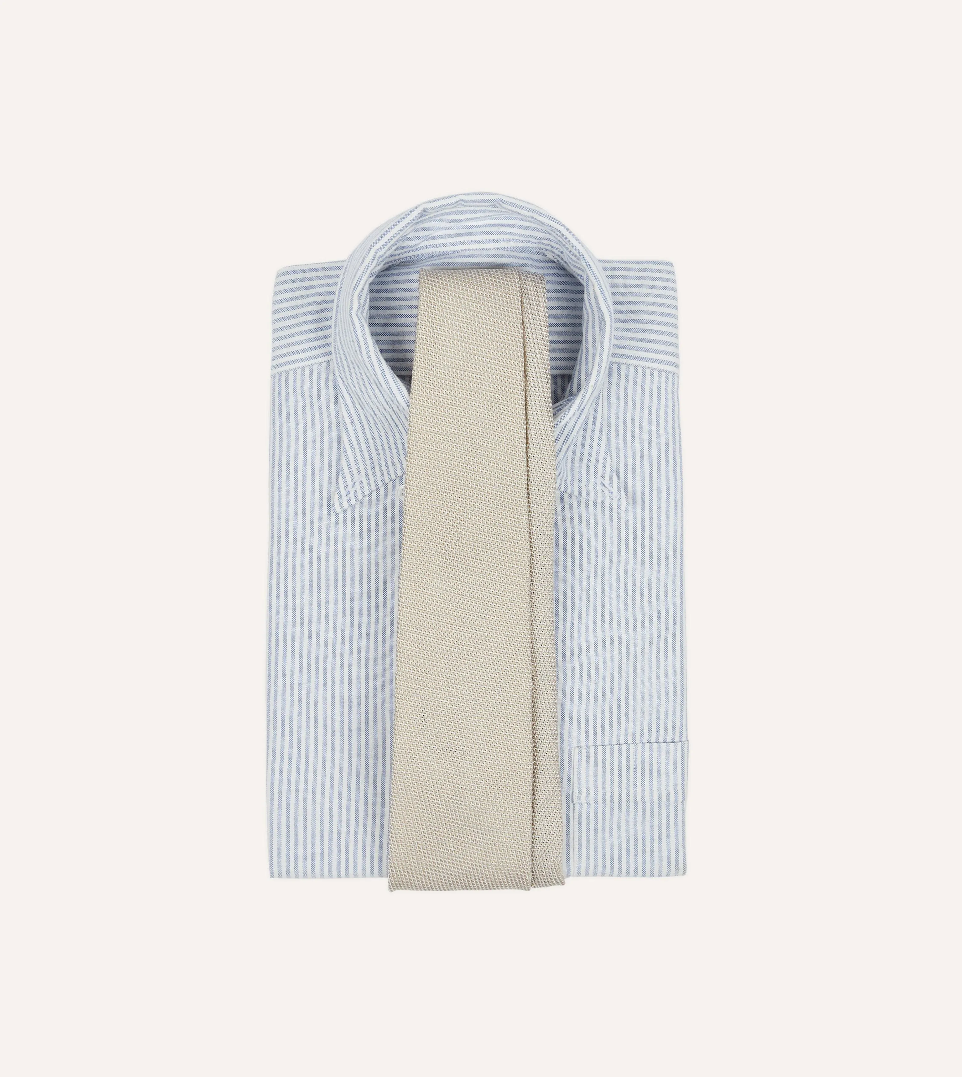 Ecru Fine Woven Grenadine Silk Hand Rolled Tie sold by Drake's London product image thumbnail 2