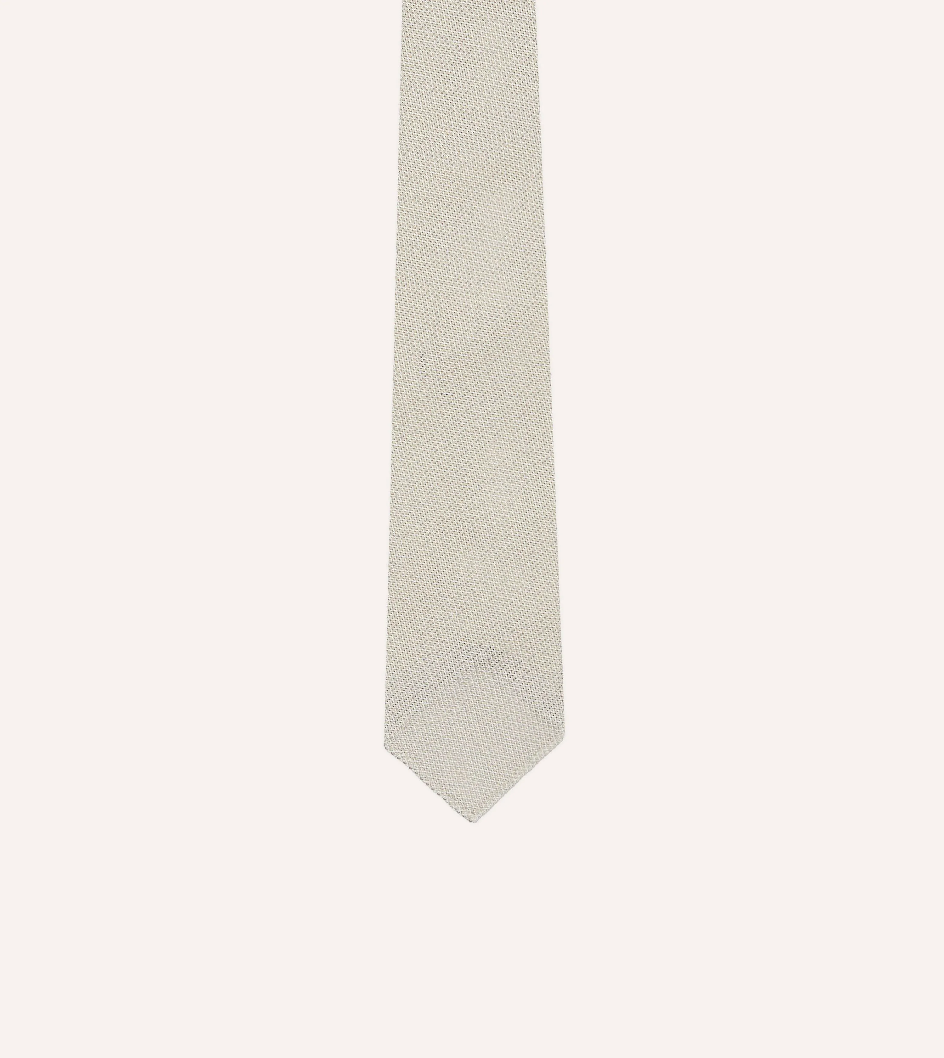 Ecru Fine Woven Grenadine Silk Hand Rolled Tie sold by Drake's London product image thumbnail 4