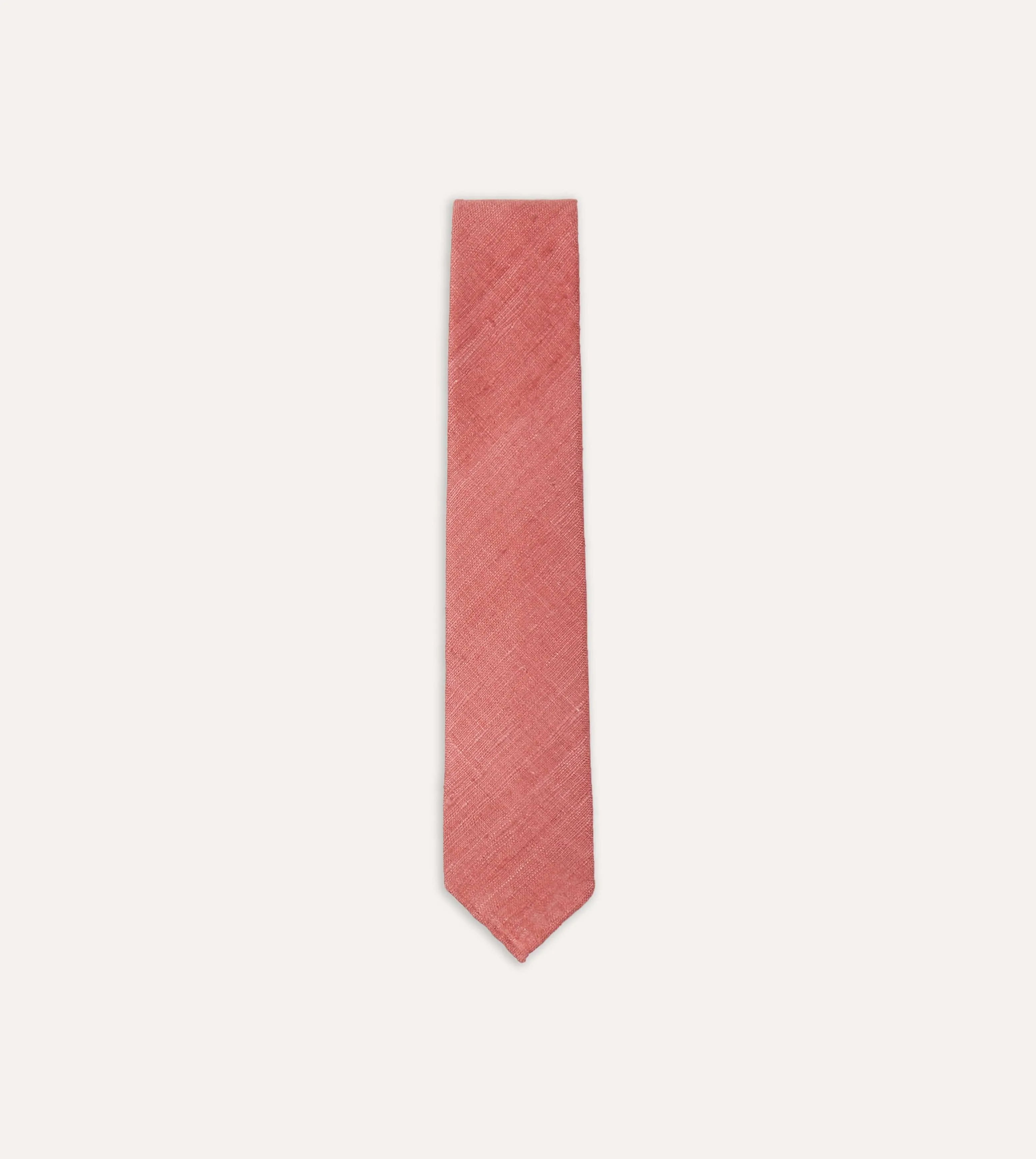 Pink Tussah Hand Rolled Silk Tie sold by Drake's London