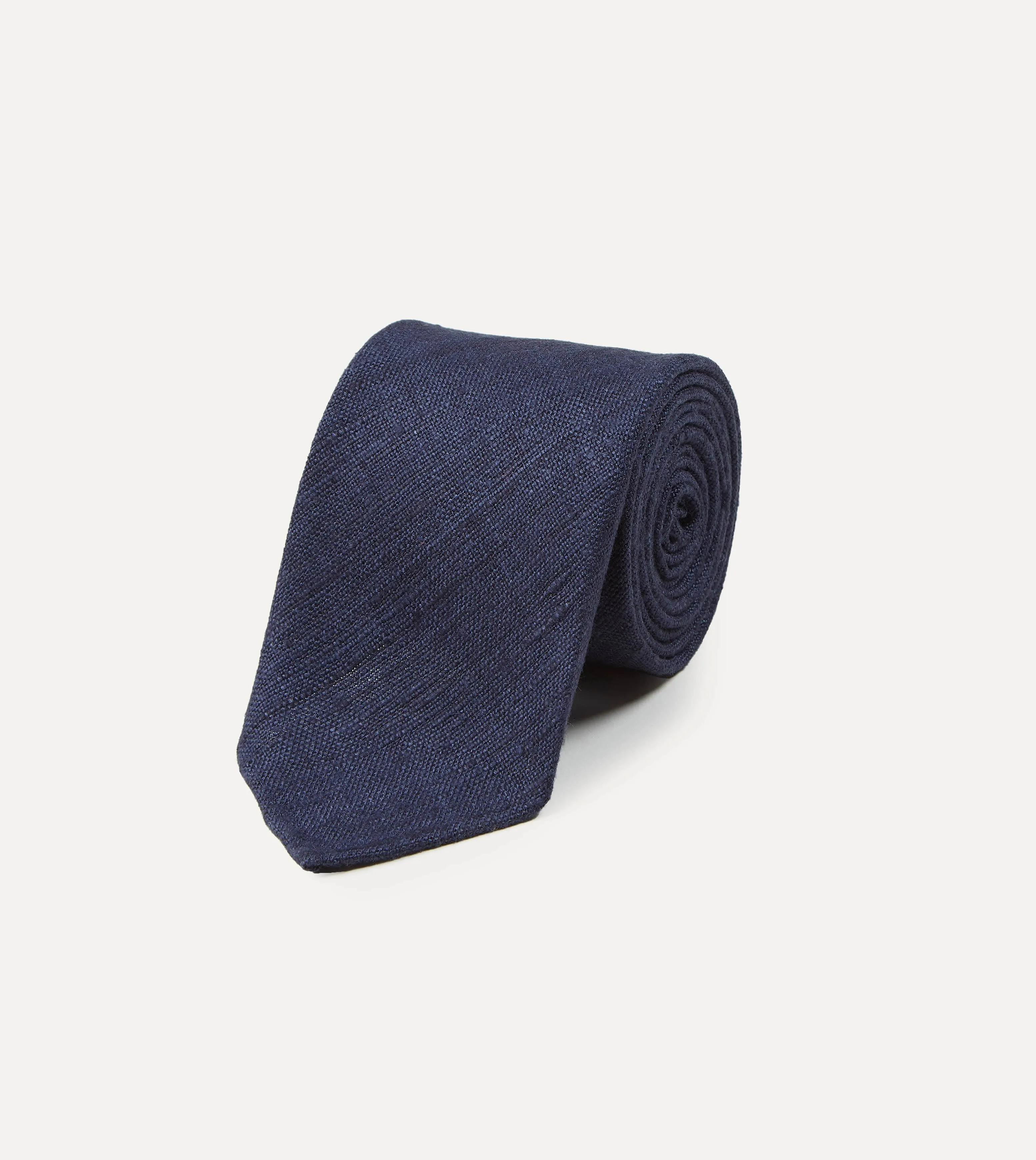Navy Tussah Hand Rolled Silk Tie sold by Drake's London product image thumbnail 2