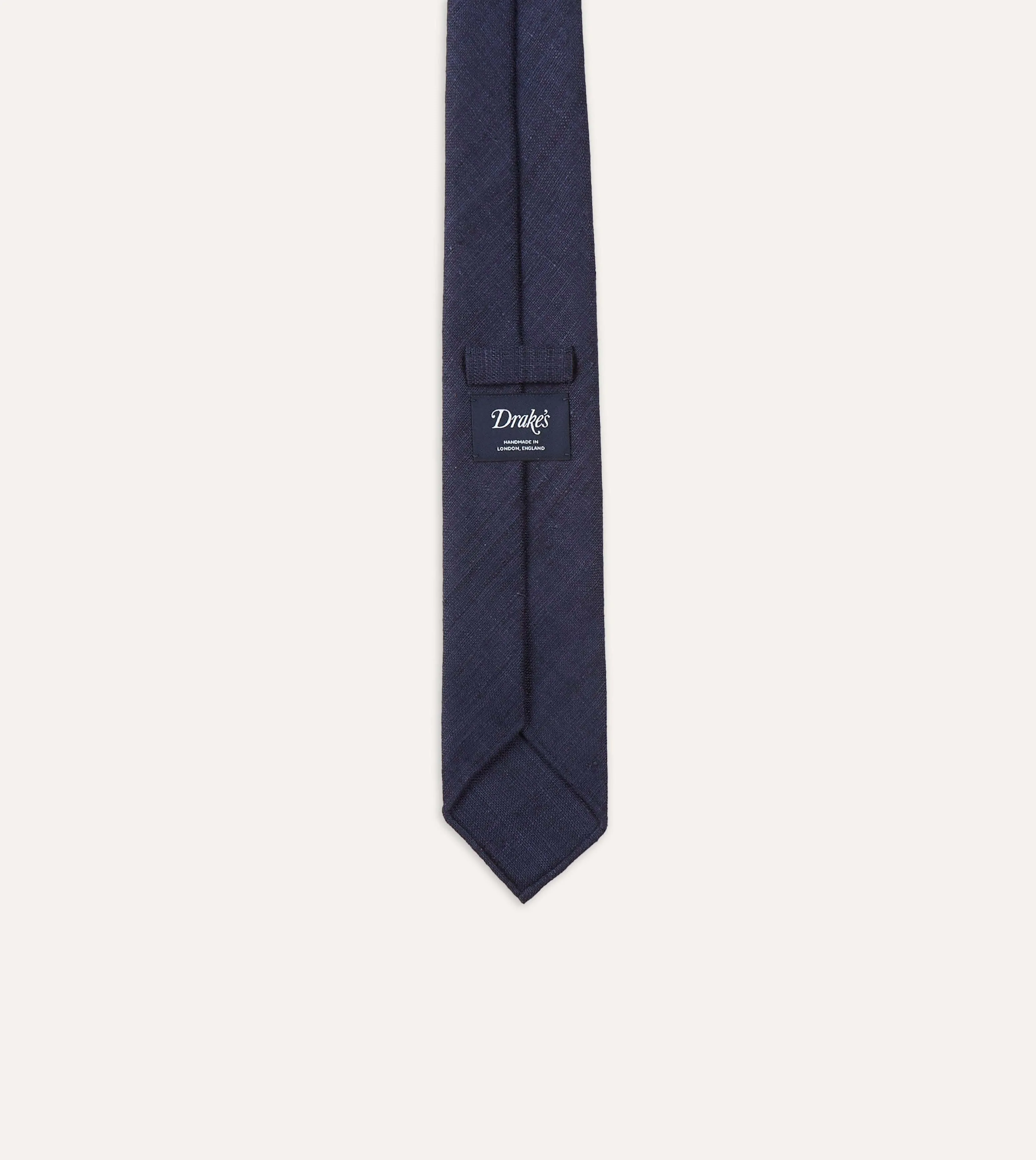 Navy Tussah Hand Rolled Silk Tie sold by Drake's London product image thumbnail 5
