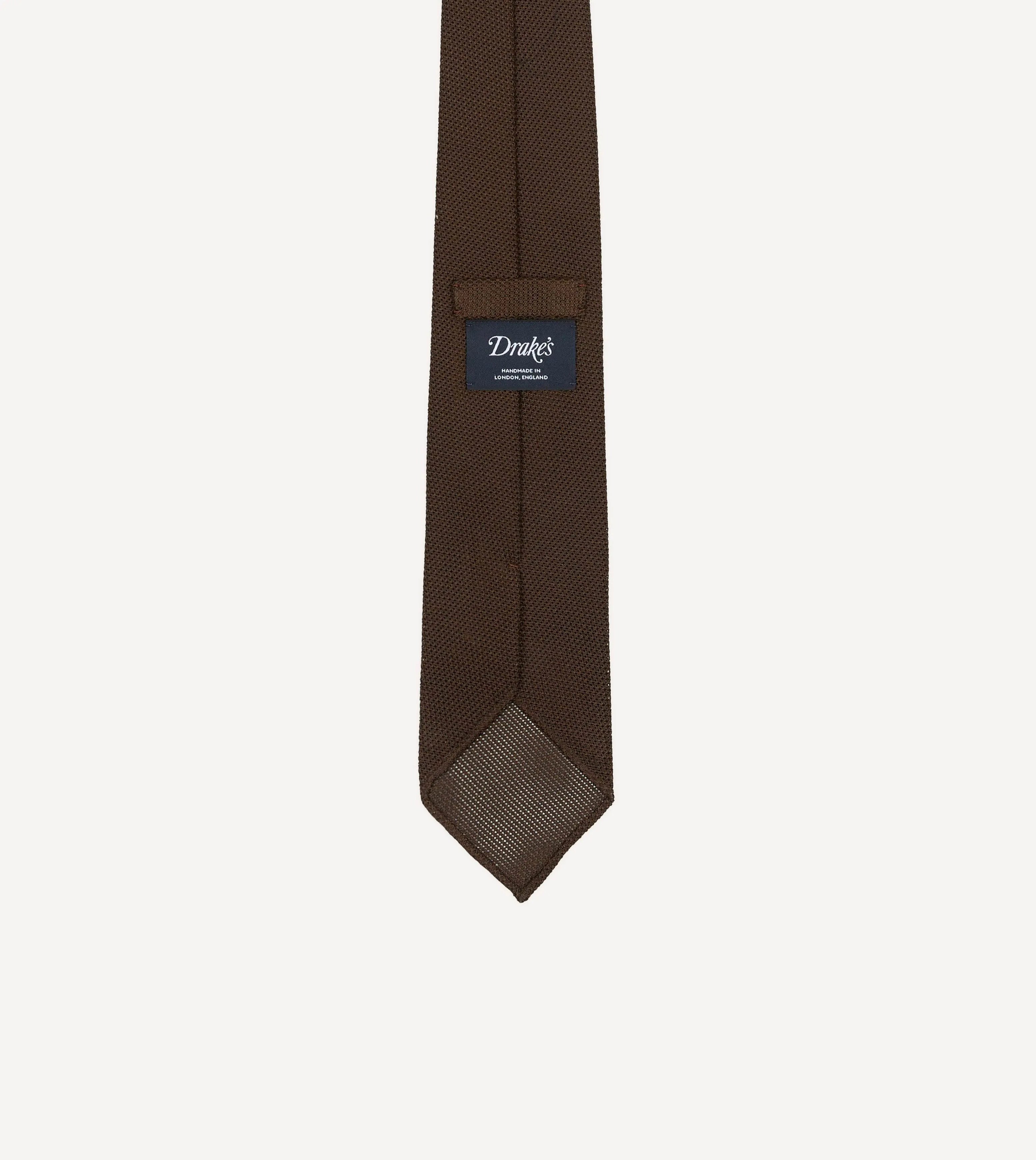 Brown Fine Woven Grenadine Silk Hand Rolled Tie sold by Drake's London product image thumbnail 3