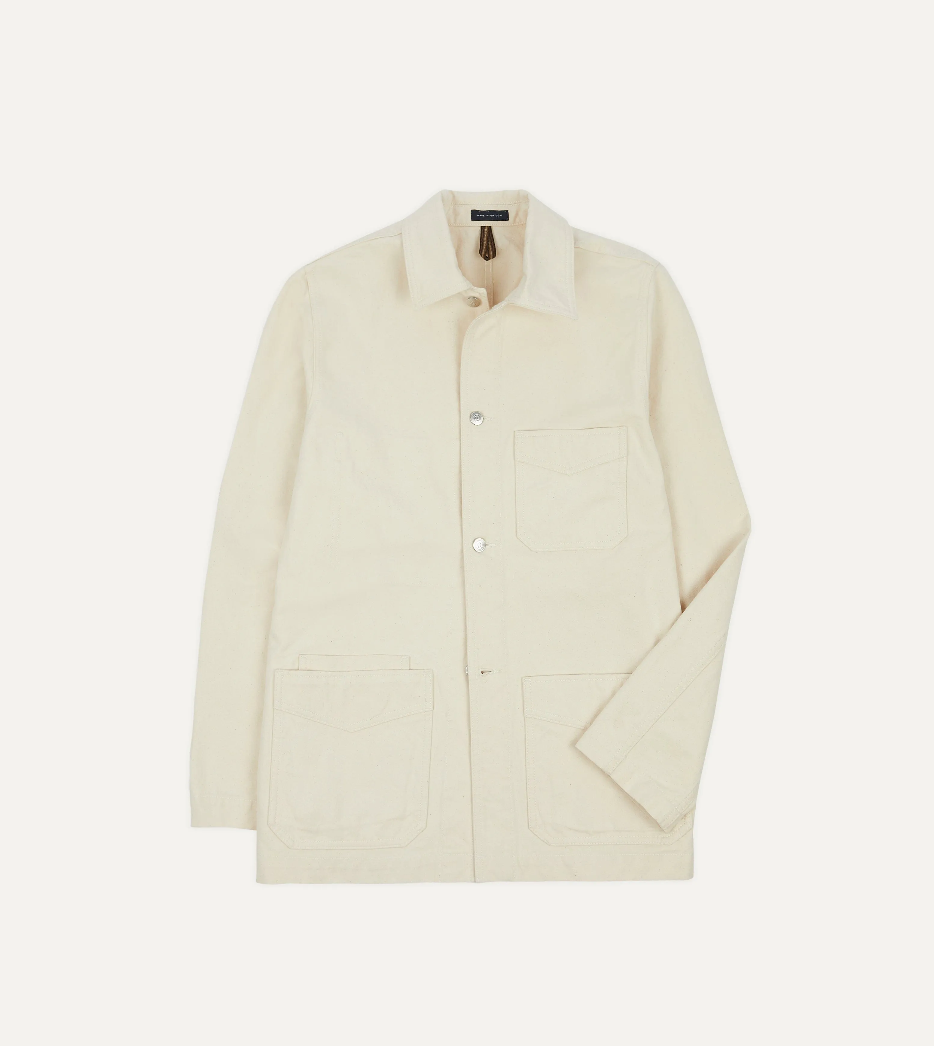 Ecru Cotton Duck Canvas Five-Pocket Chore Jacket sold by Drake's London
