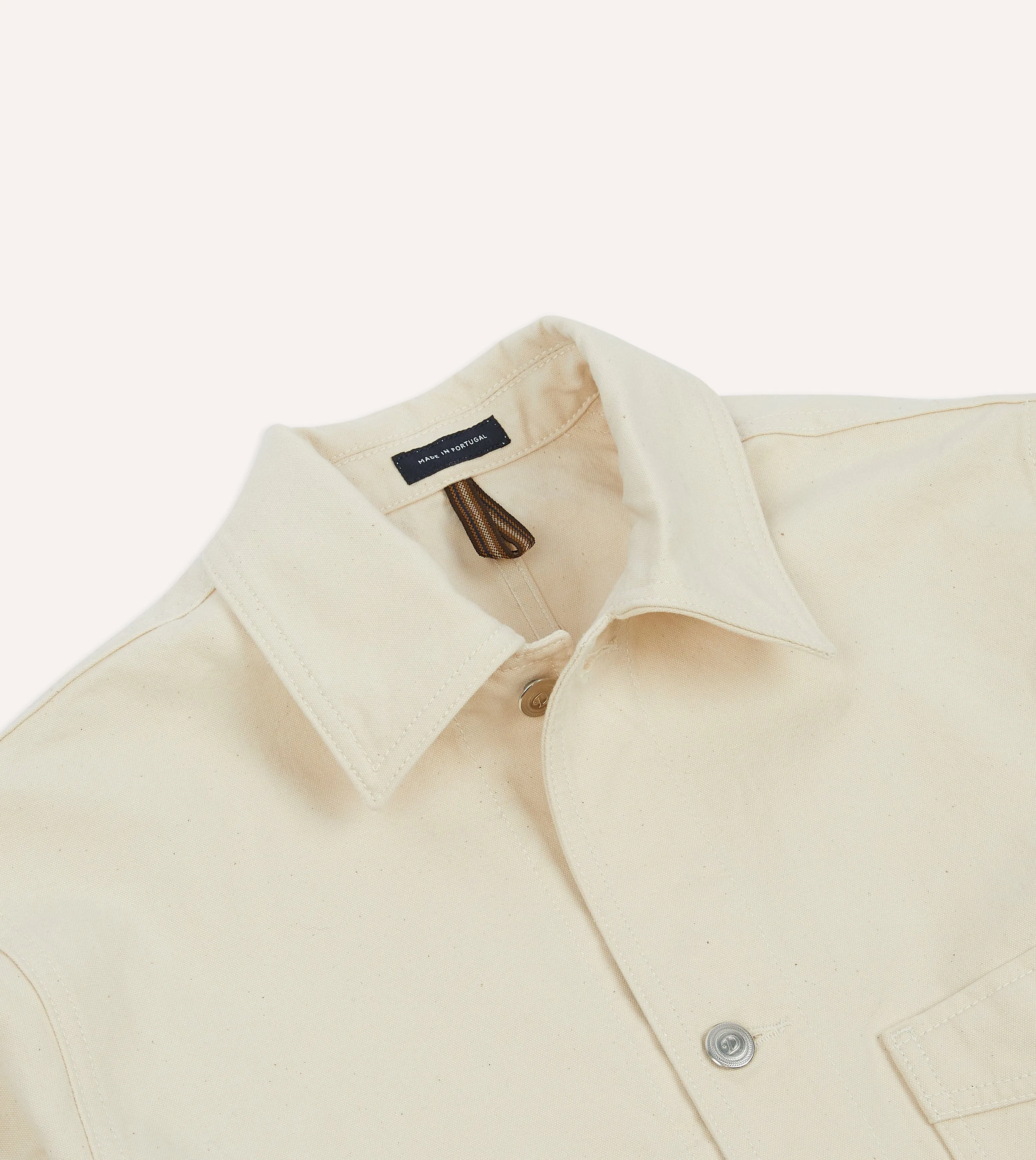Ecru Cotton Duck Canvas Five-Pocket Chore Jacket sold by Drake's London product image thumbnail 3