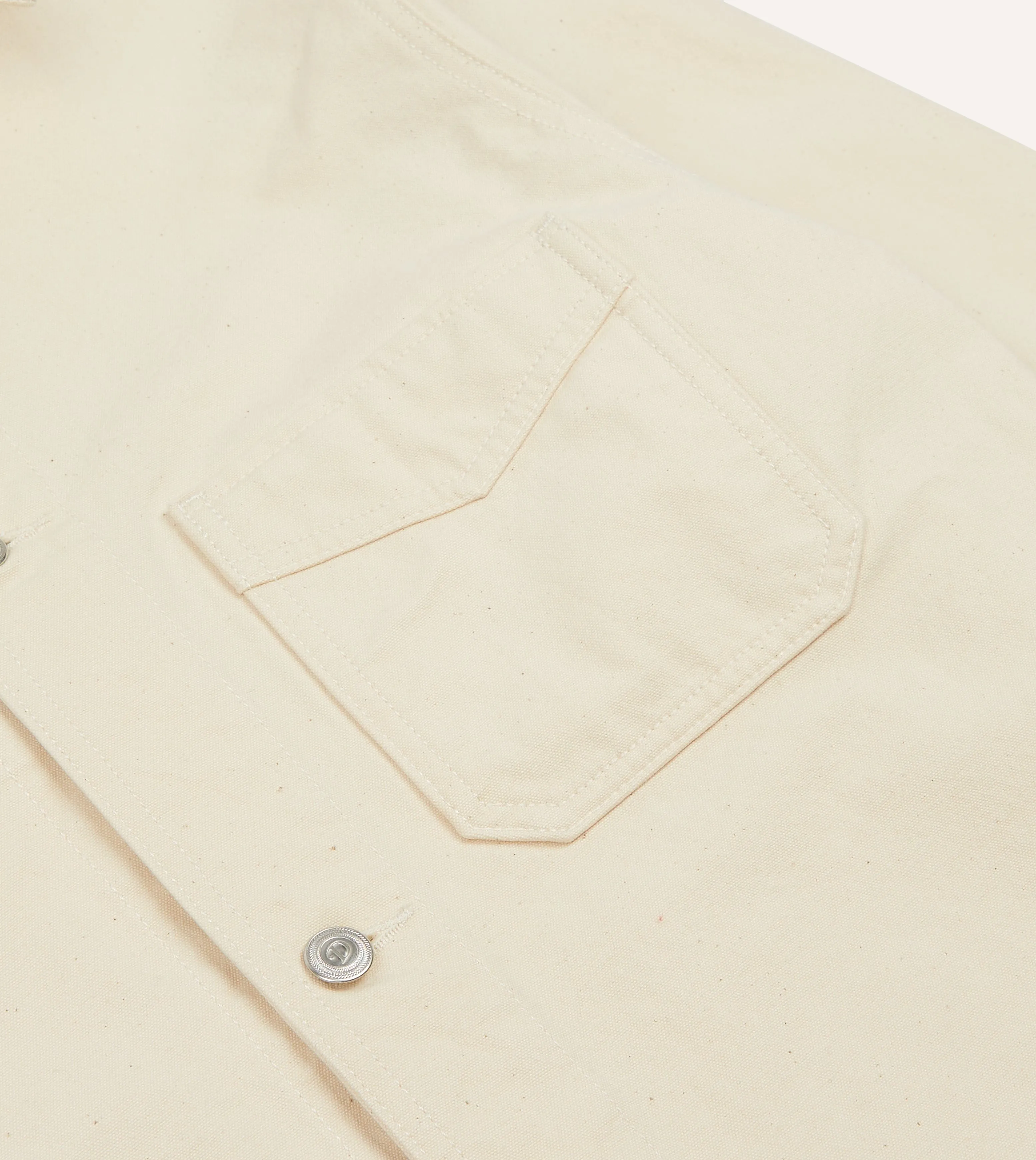 Ecru Cotton Duck Canvas Five-Pocket Chore Jacket sold by Drake's London product image thumbnail 4