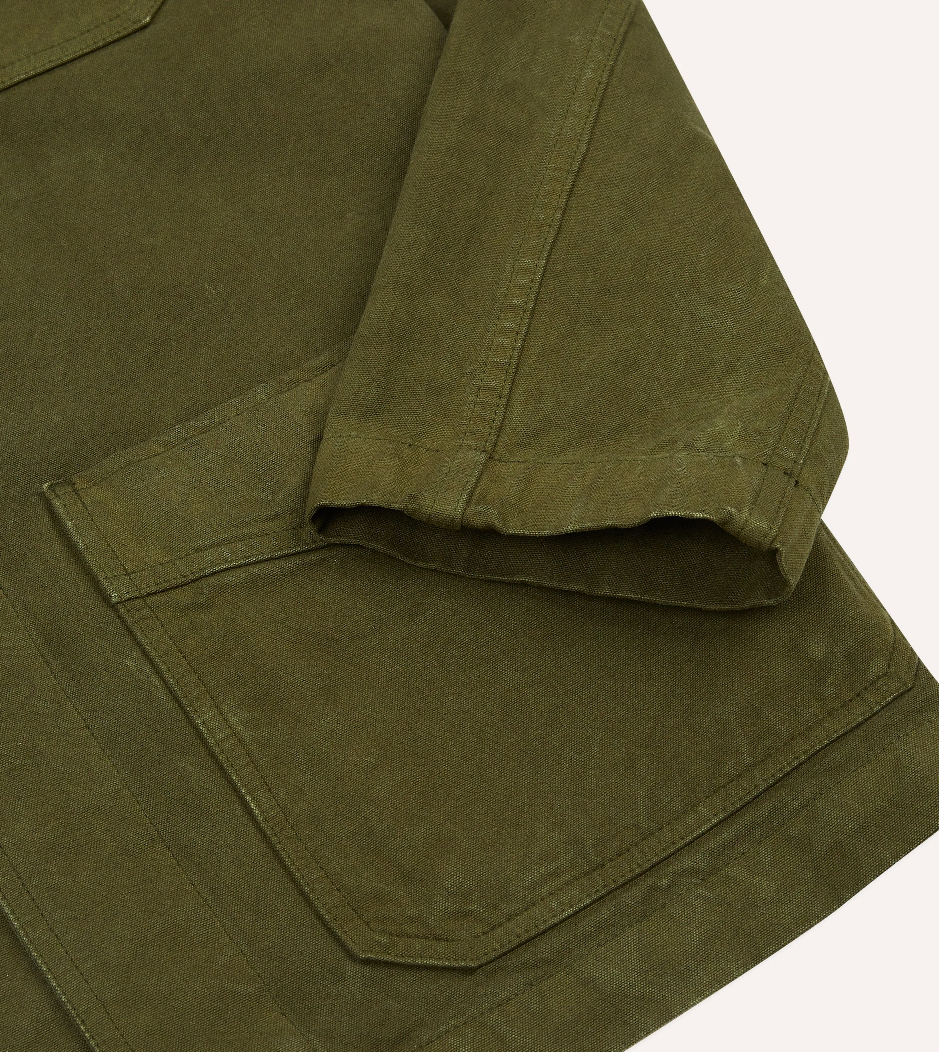 Olive Cotton Duck Canvas Five-Pocket Chore Jacket sold by Drake's London product image thumbnail 5