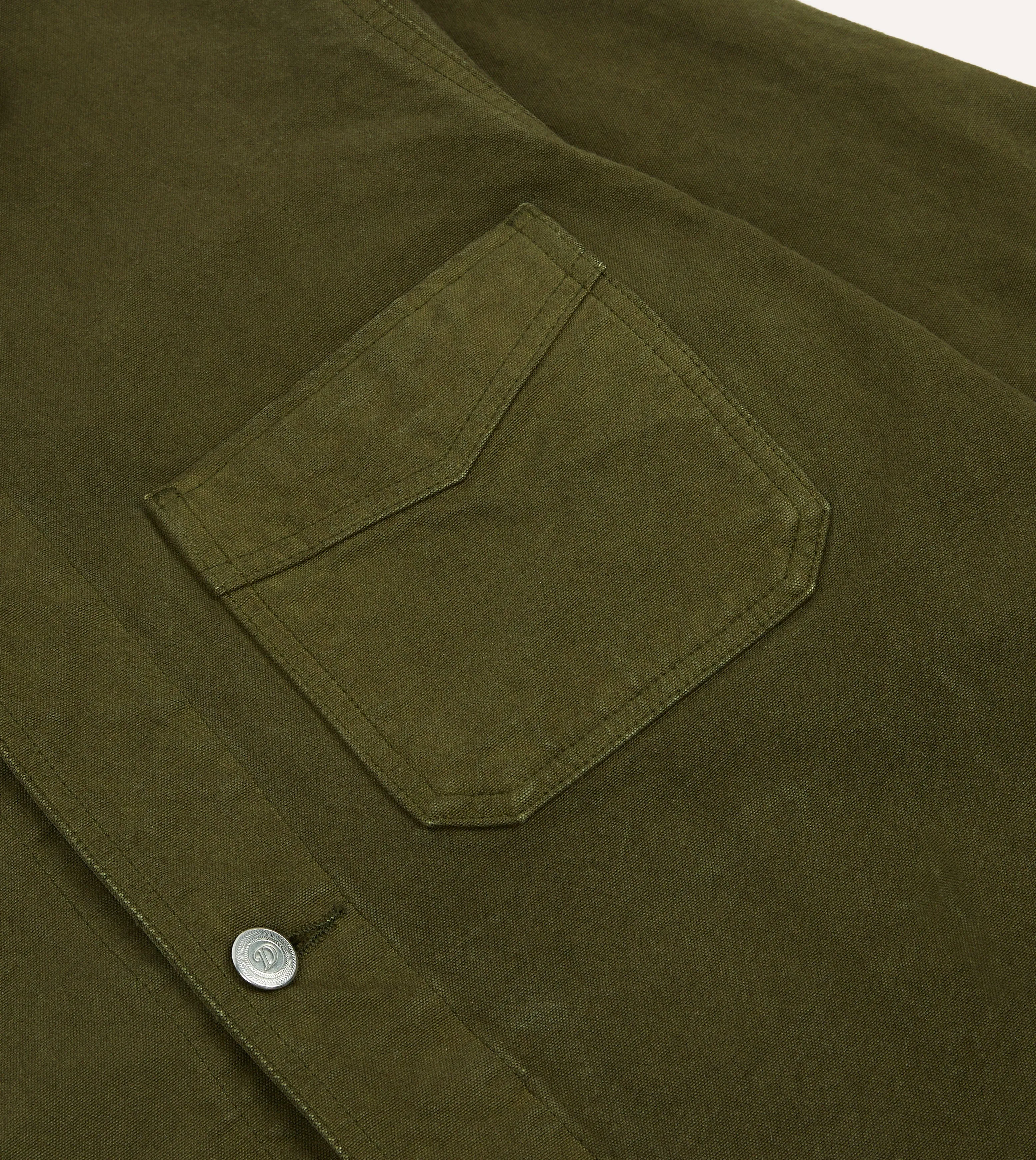 Olive Cotton Duck Canvas Five-Pocket Chore Jacket sold by Drake's London product image thumbnail 4