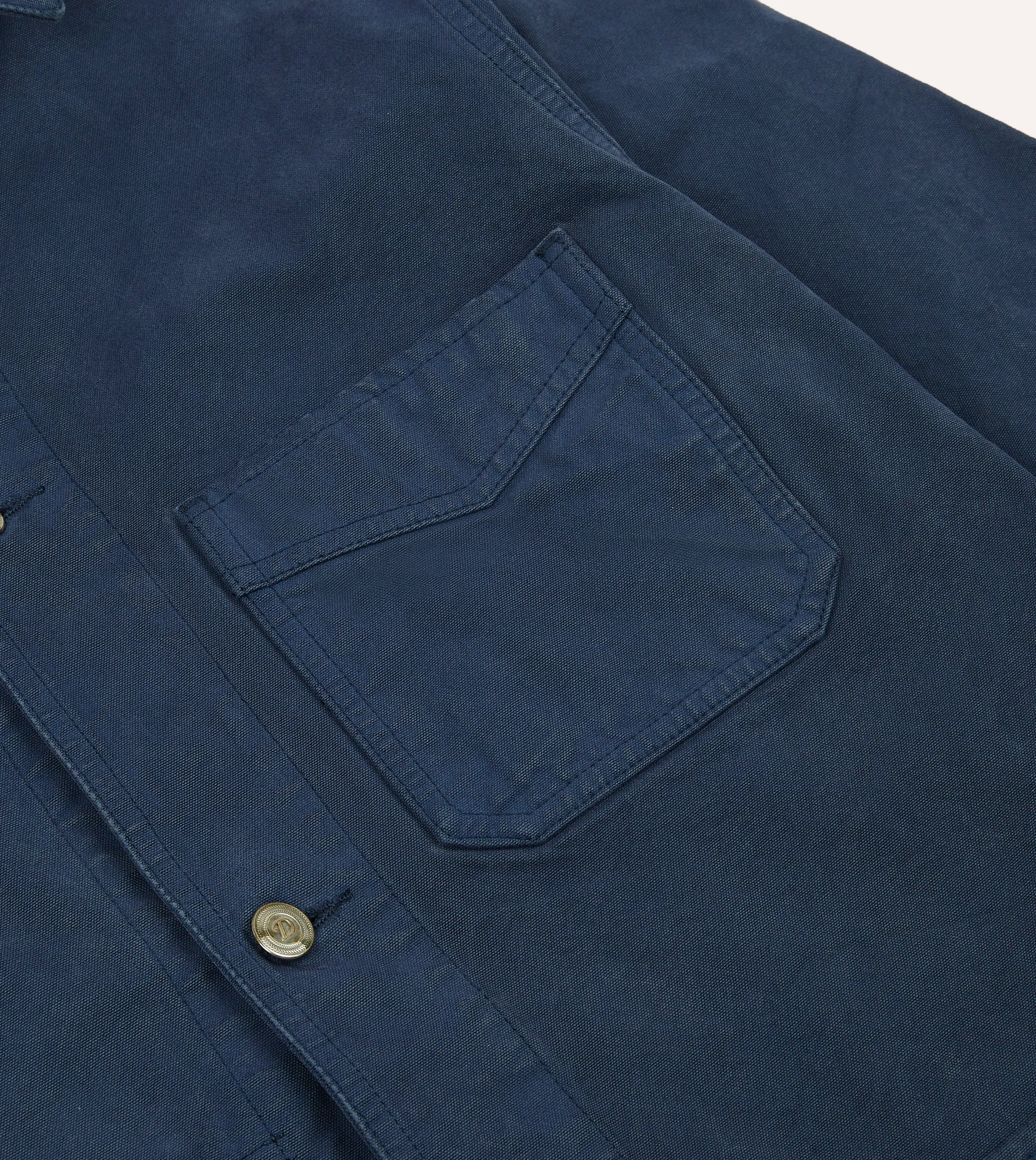 Navy Cotton Duck Canvas Five-Pocket Chore Jacket sold by Drake's London product image thumbnail 4
