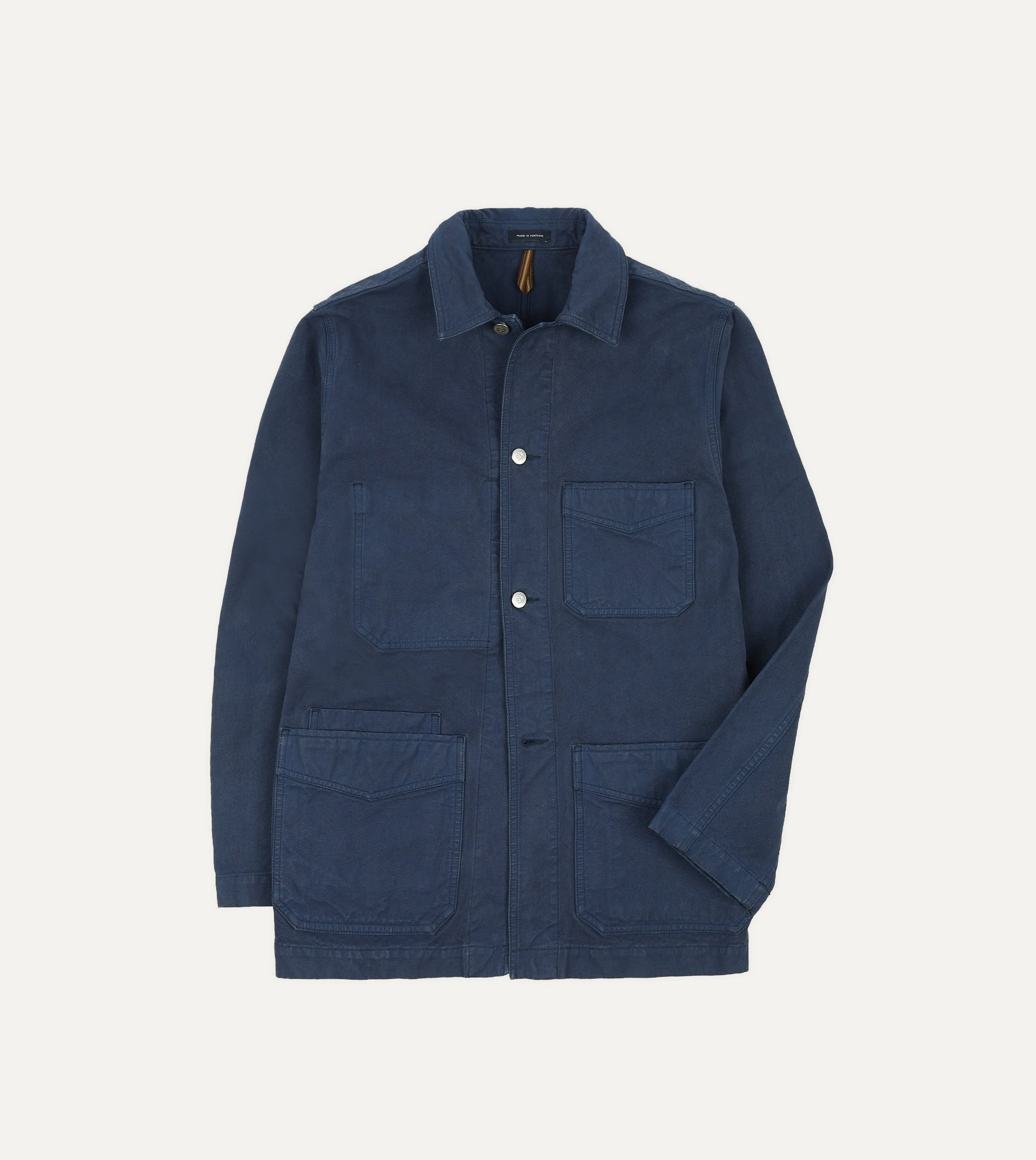 Navy Cotton Duck Canvas Five-Pocket Chore Jacket sold by Drake's London