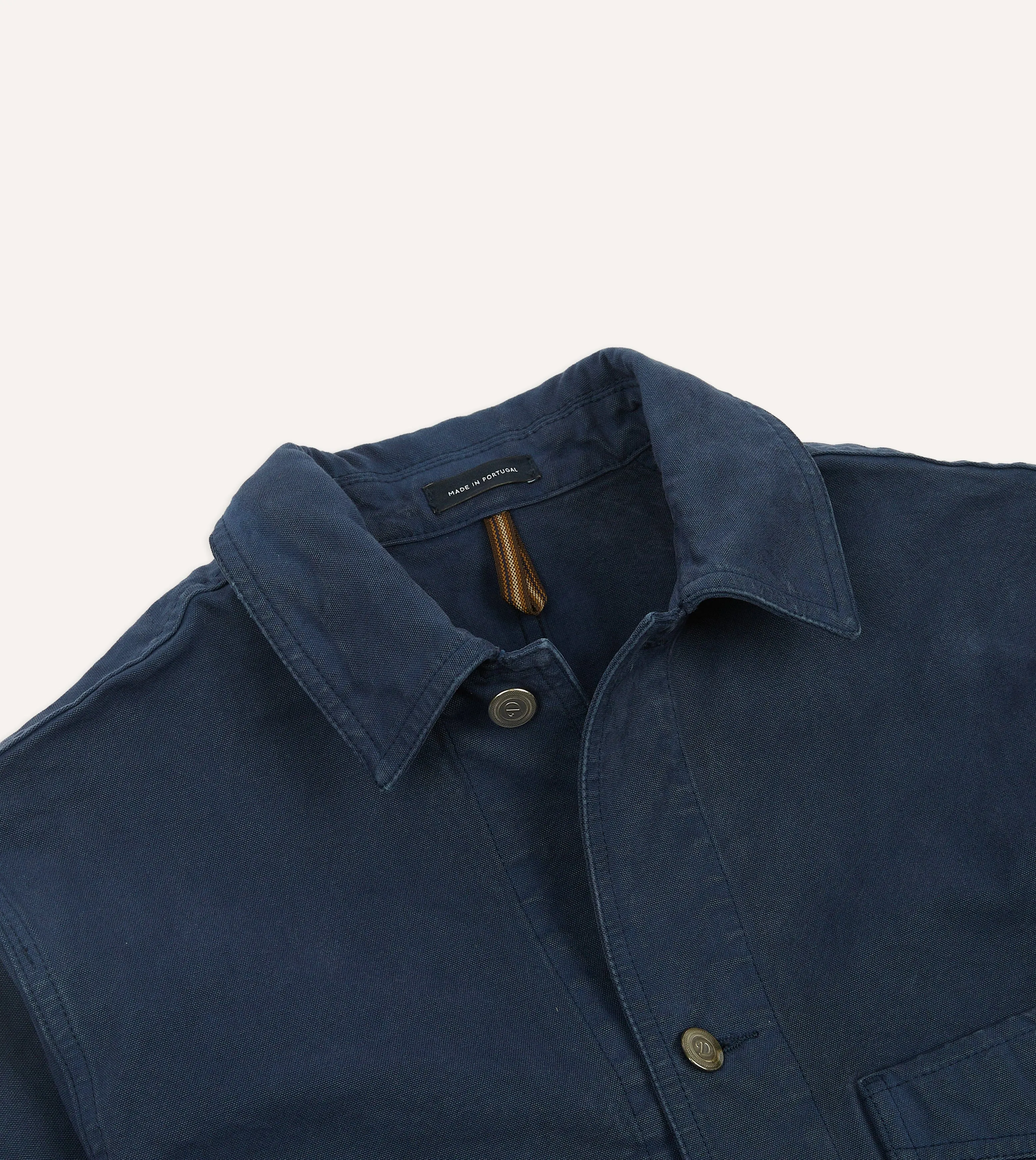 Navy Cotton Duck Canvas Five-Pocket Chore Jacket sold by Drake's London product image thumbnail 3