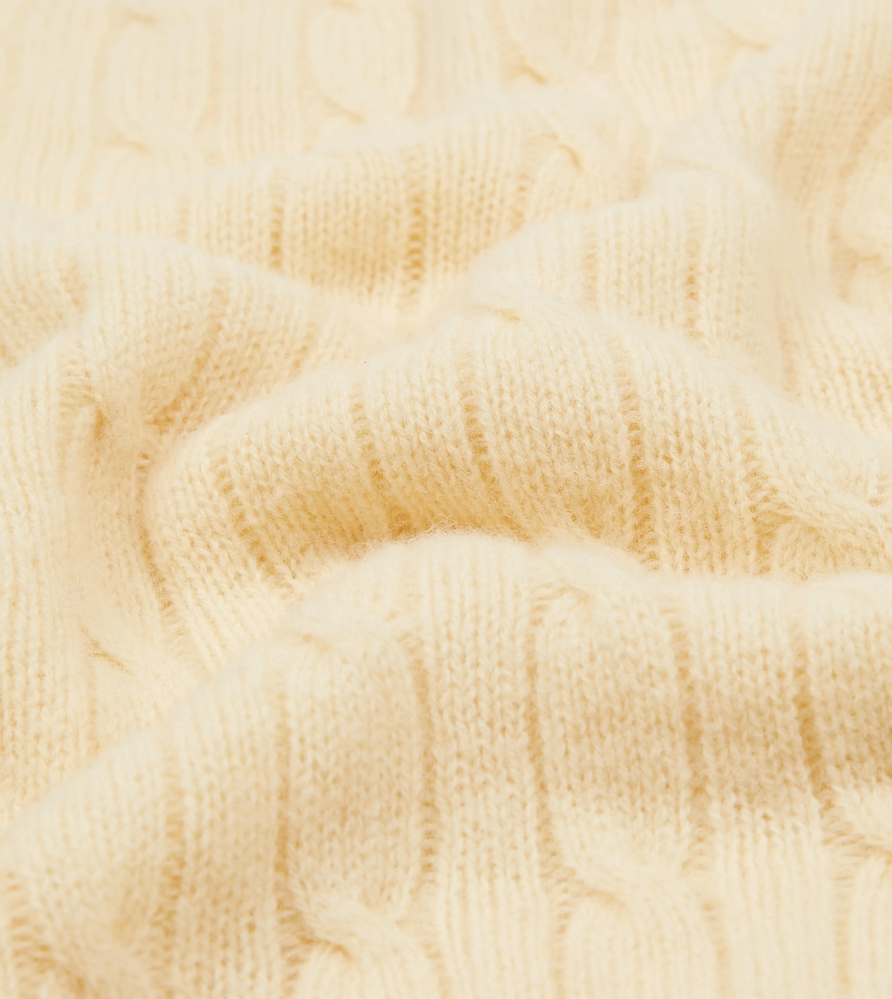 Ecru Brushed Shetland Cable Knit Crew Neck Jumper sold by Drake's London product image thumbnail 2