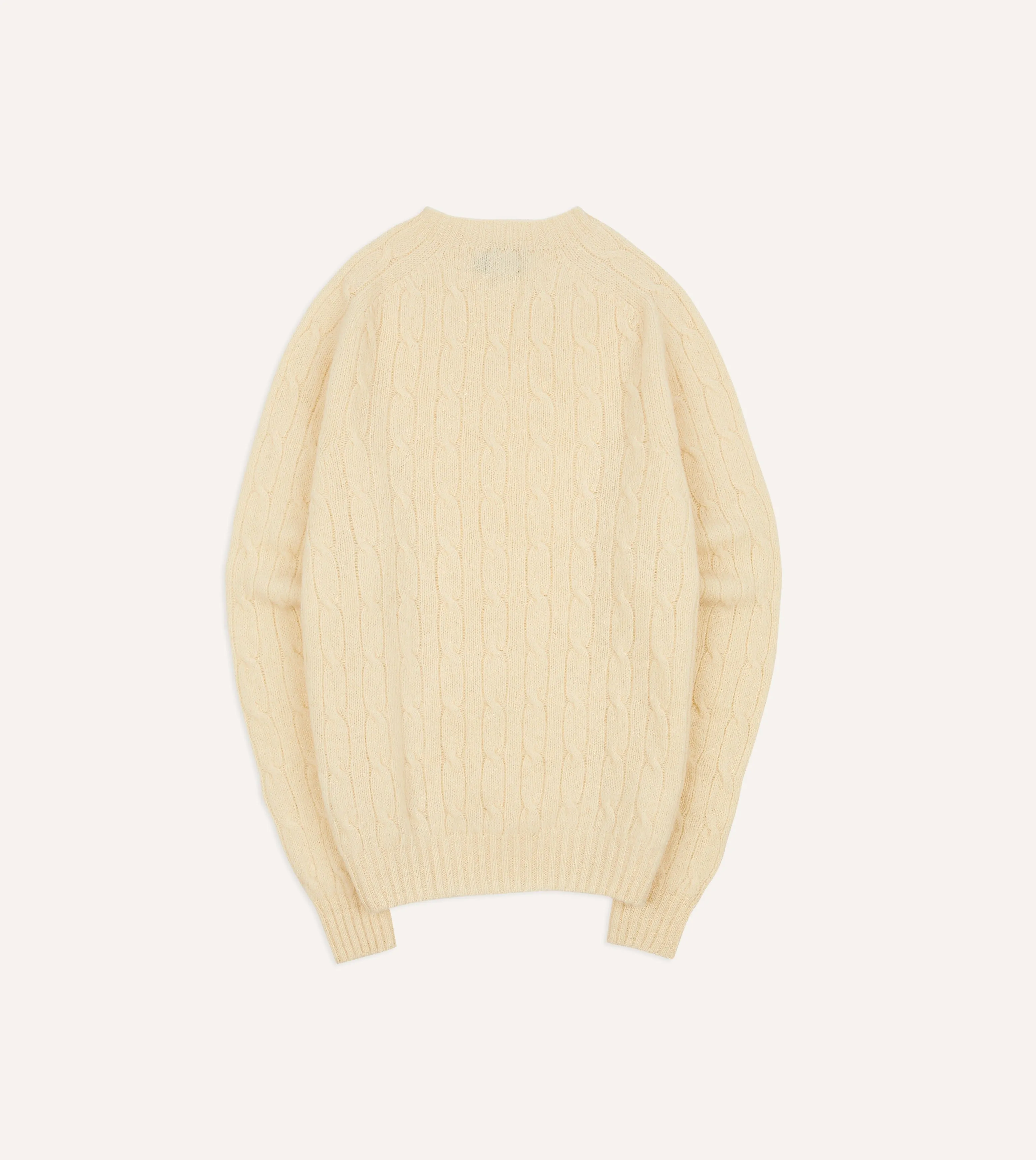 Ecru Brushed Shetland Cable Knit Crew Neck Jumper sold by Drake's London product image thumbnail 5