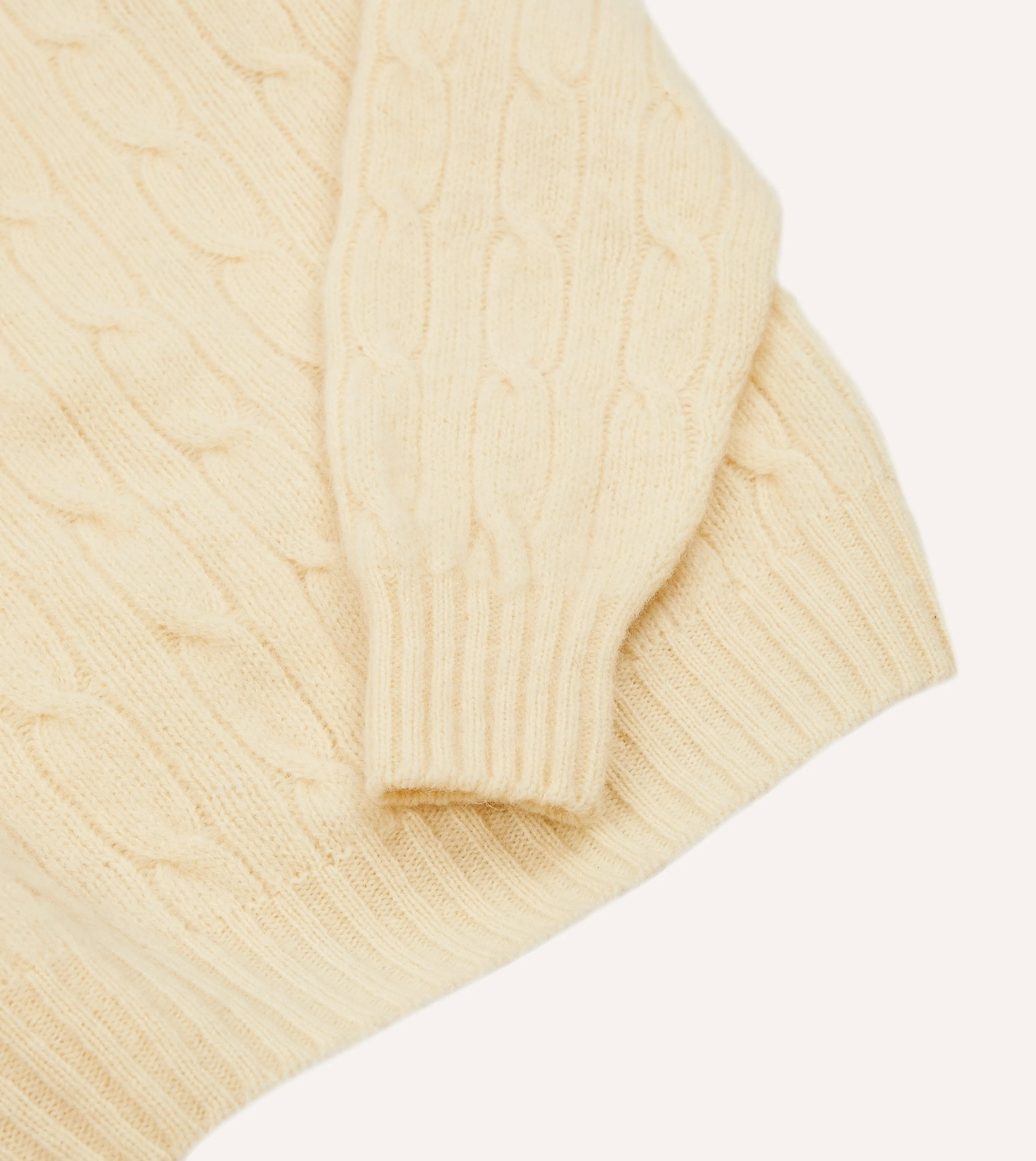 Ecru Brushed Shetland Cable Knit Crew Neck Jumper sold by Drake's London product image thumbnail 4