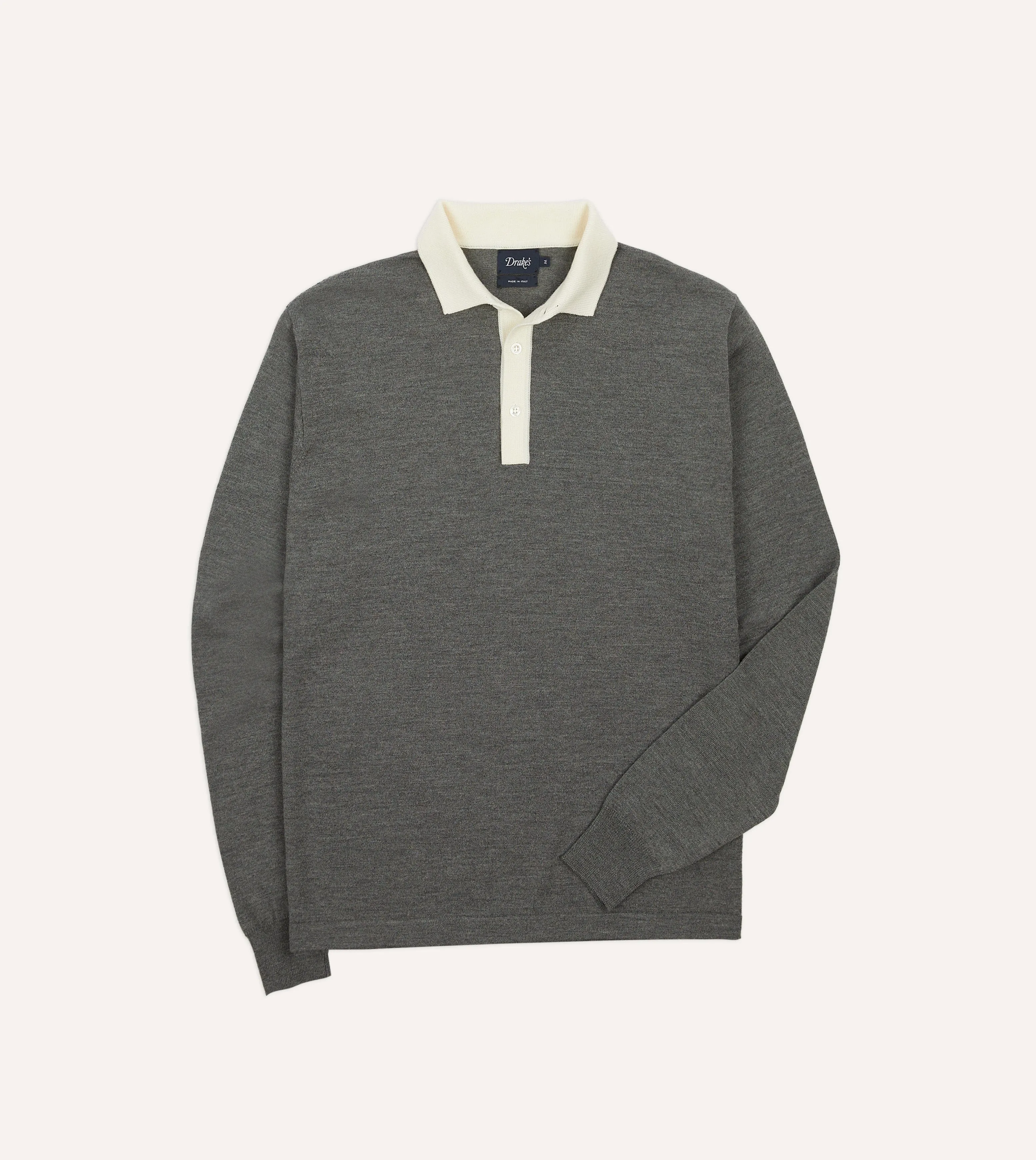 Grey Merino Wool Knitted Rugby Shirt sold by Drake's London