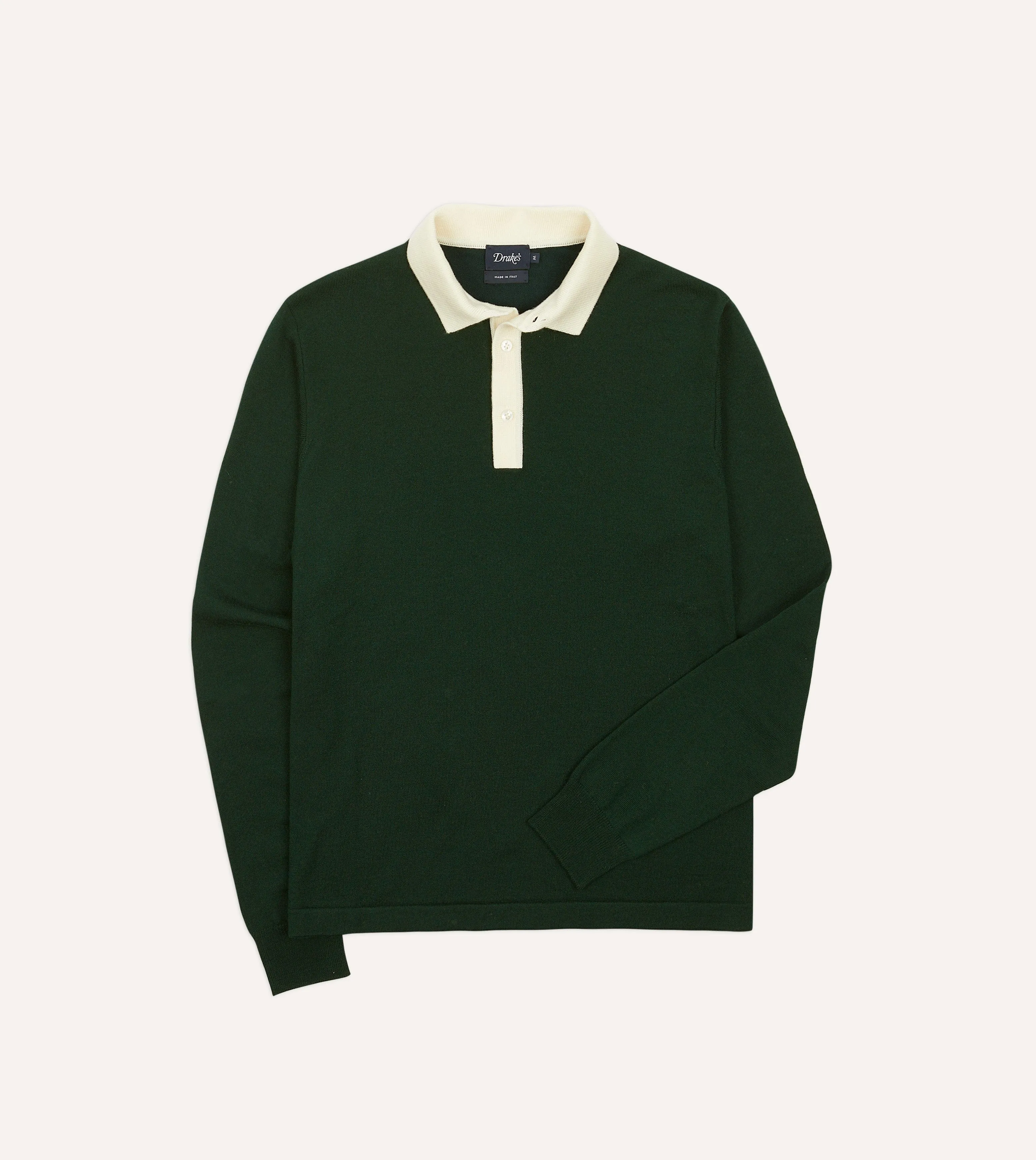 Green Merino Wool Knitted Rugby Shirt sold by Drake's London