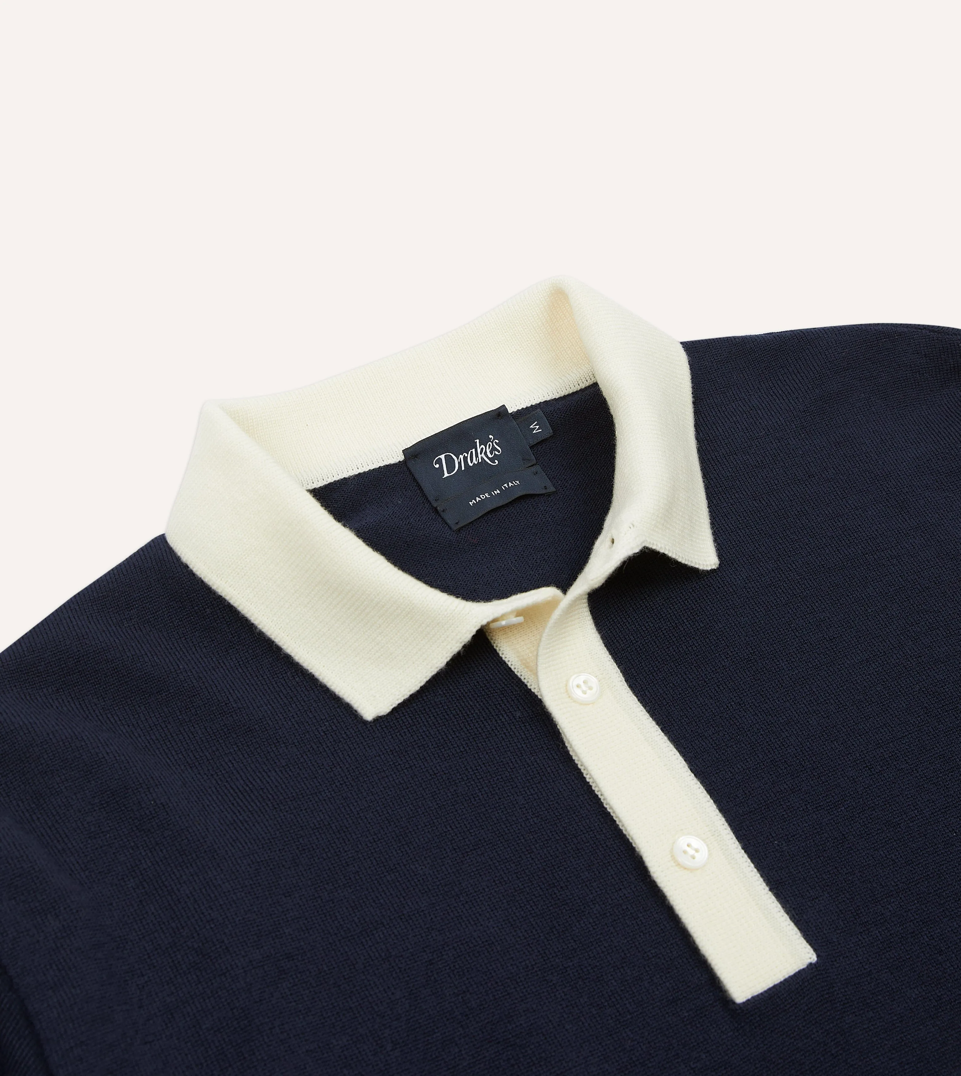 Navy Merino Wool Knitted Rugby Shirt sold by Drake's London product image thumbnail 3