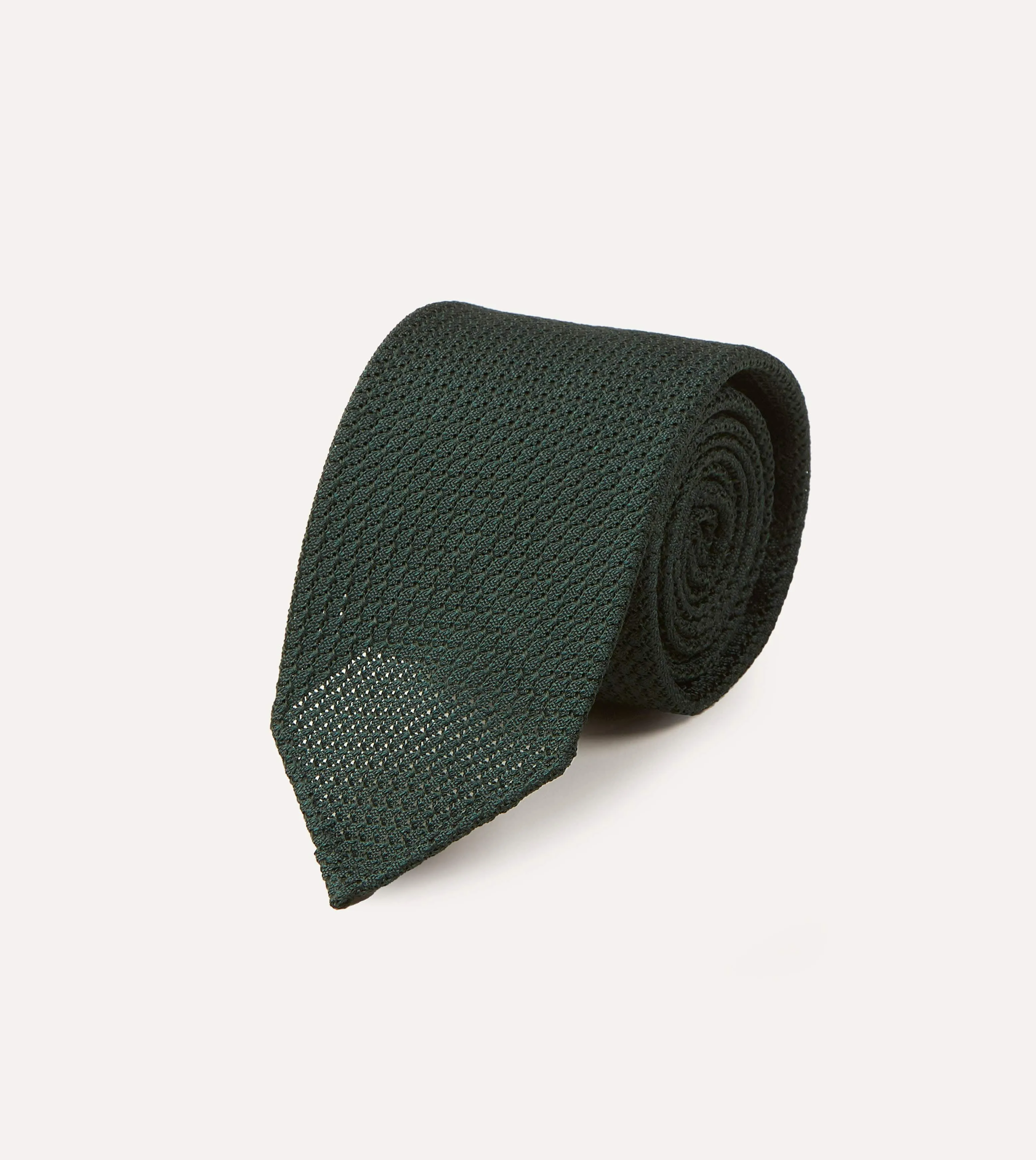 Green Hand Rolled Large Knot Grenadine Tie sold by Drake's London product image thumbnail 2