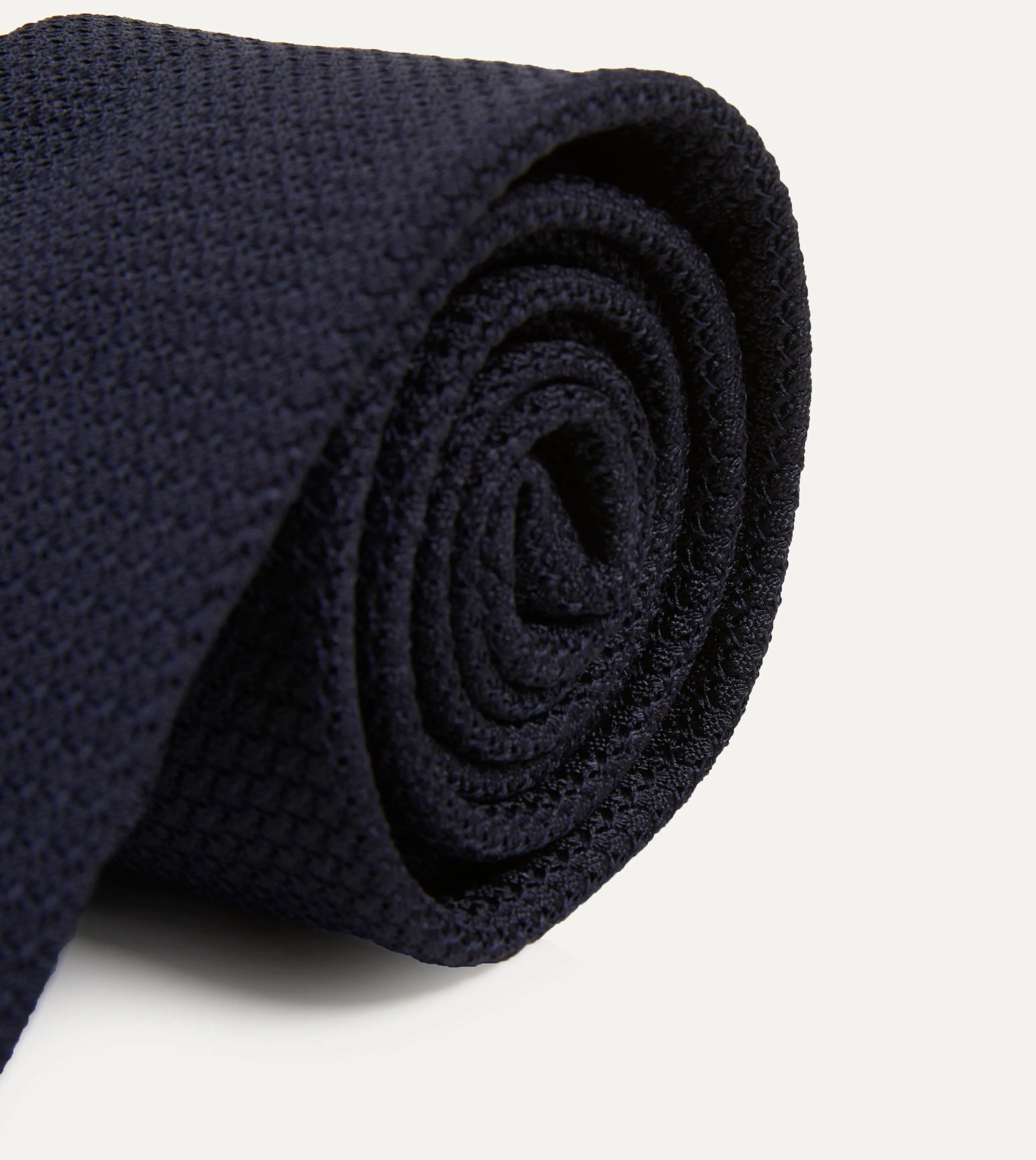 Dark Navy Hand Rolled Large Knot Grenadine Tie sold by Drake's London product image thumbnail 3