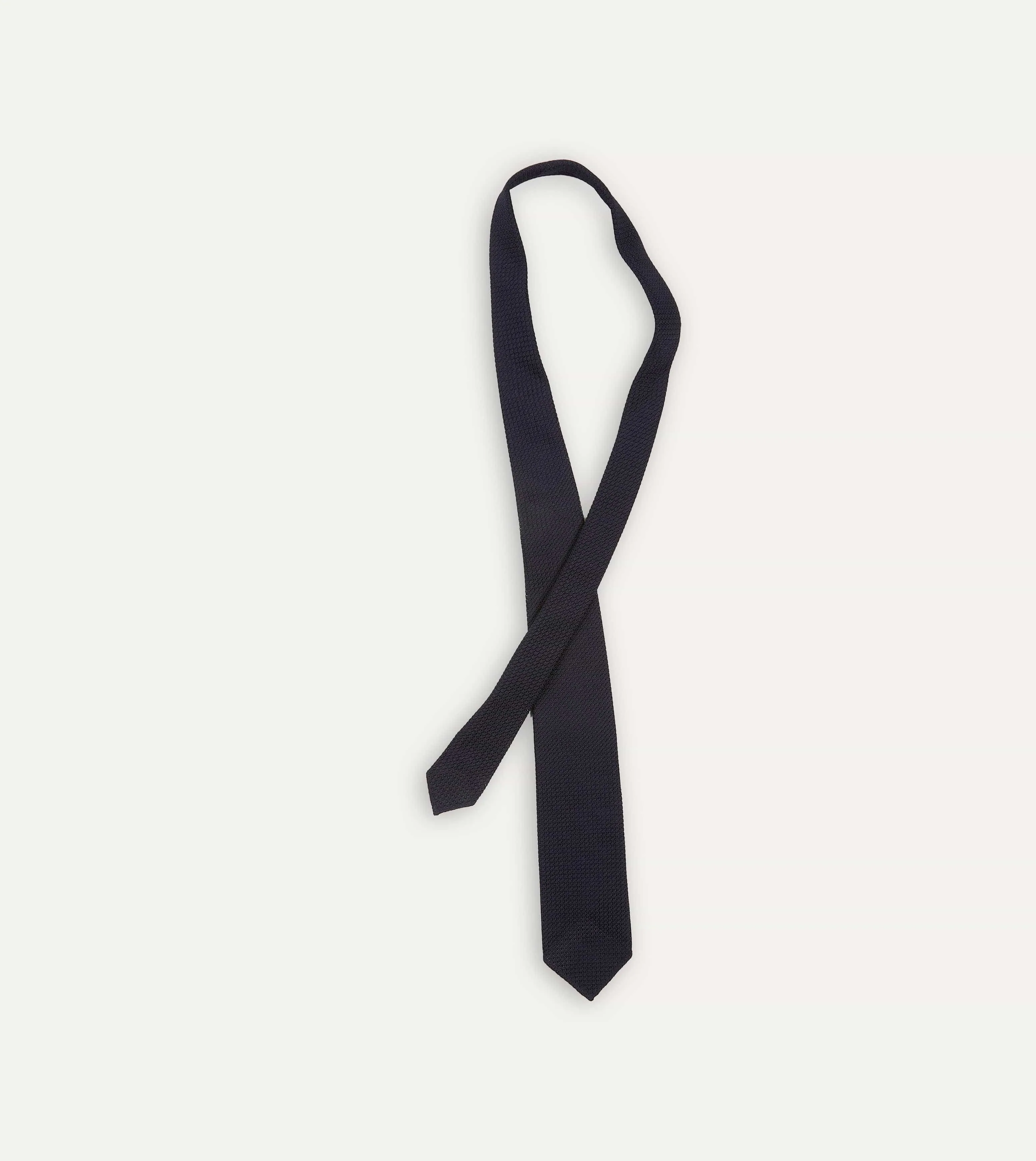 Dark Navy Hand Rolled Large Knot Grenadine Tie sold by Drake's London product image thumbnail 4