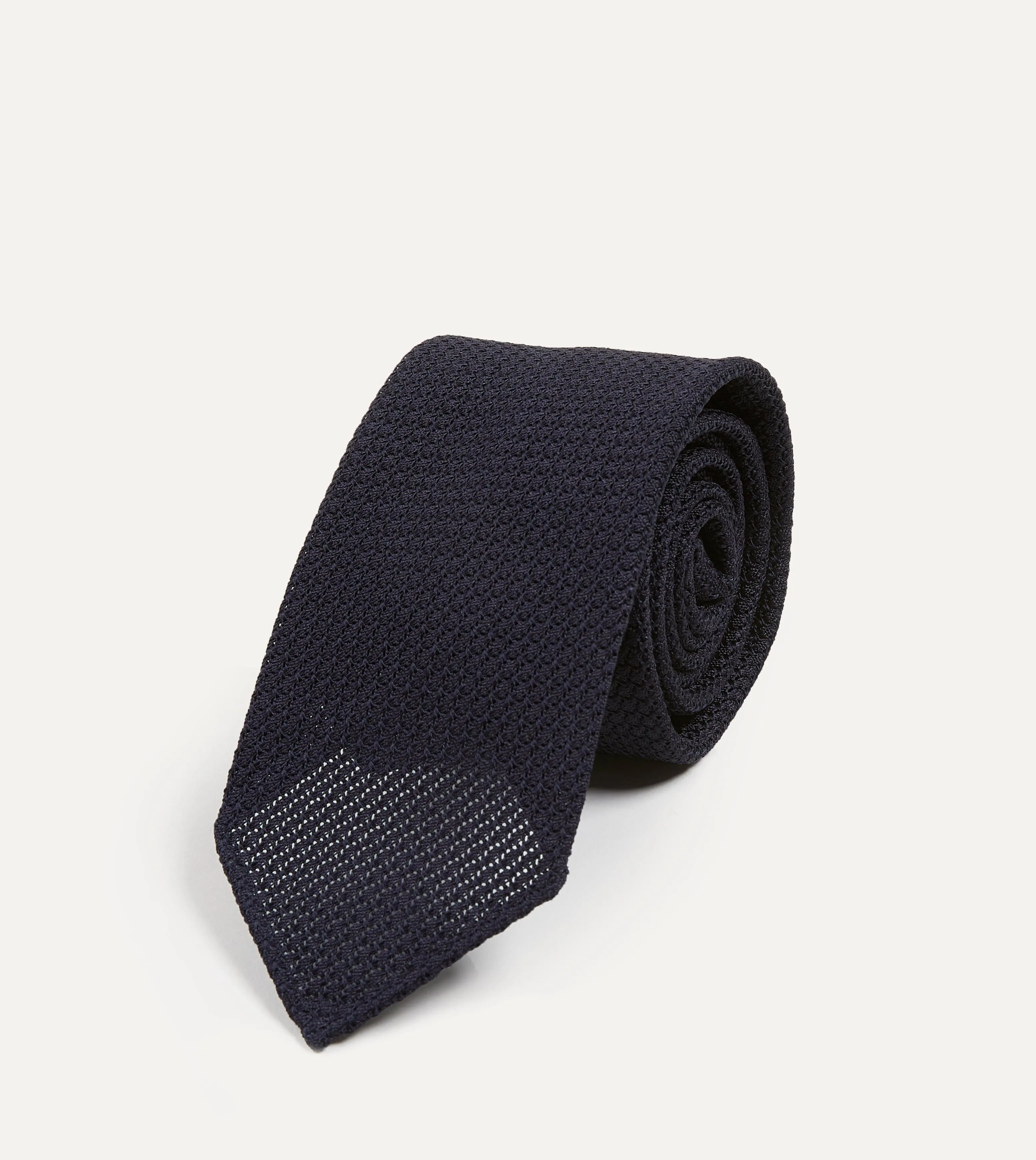 Dark Navy Hand Rolled Large Knot Grenadine Tie sold by Drake's London product image thumbnail 2