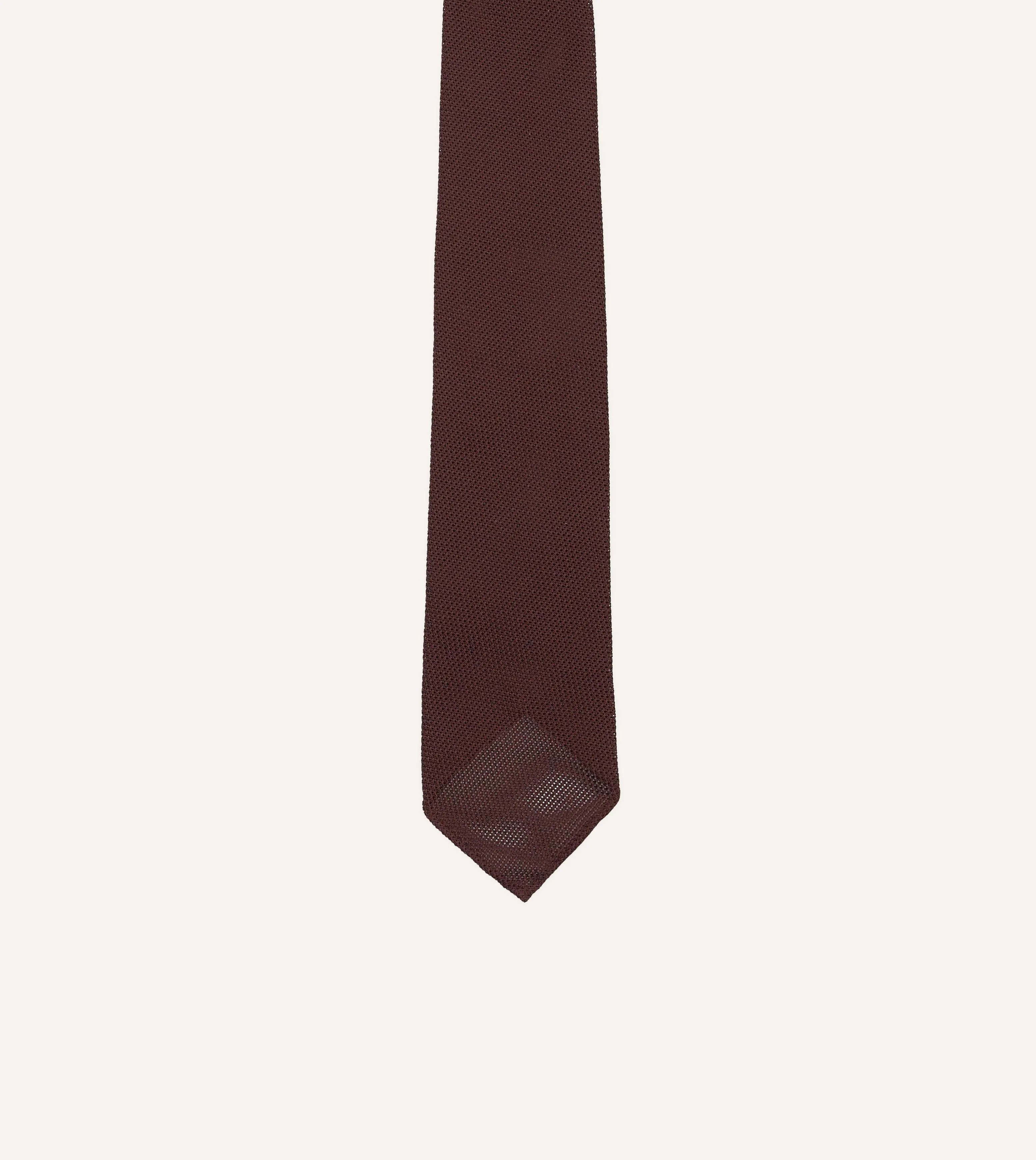 Burgundy Fine Woven Grenadine Silk Hand Rolled Tie sold by Drake's London product image thumbnail 3
