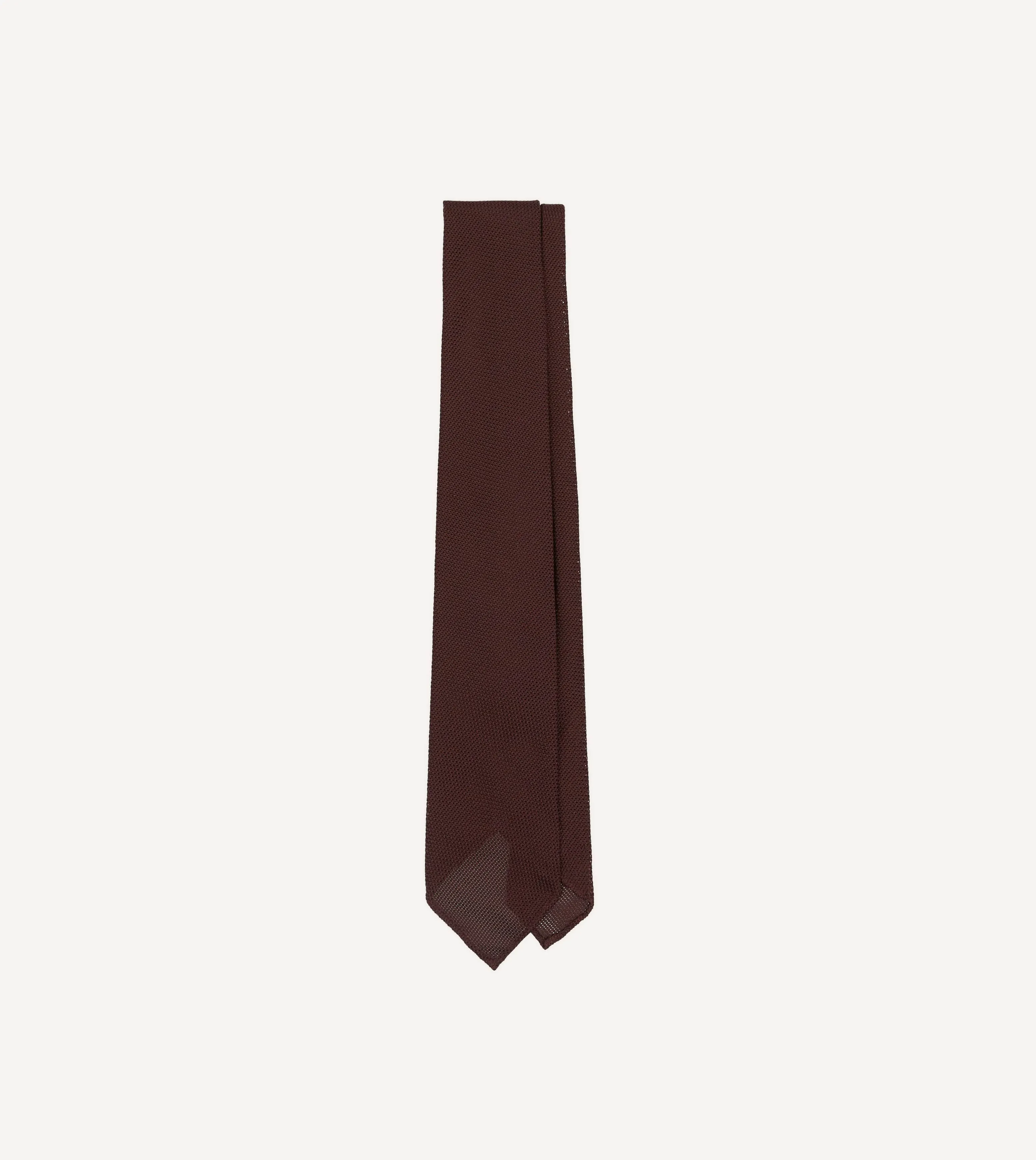 Burgundy Fine Woven Grenadine Silk Hand Rolled Tie sold by Drake's London