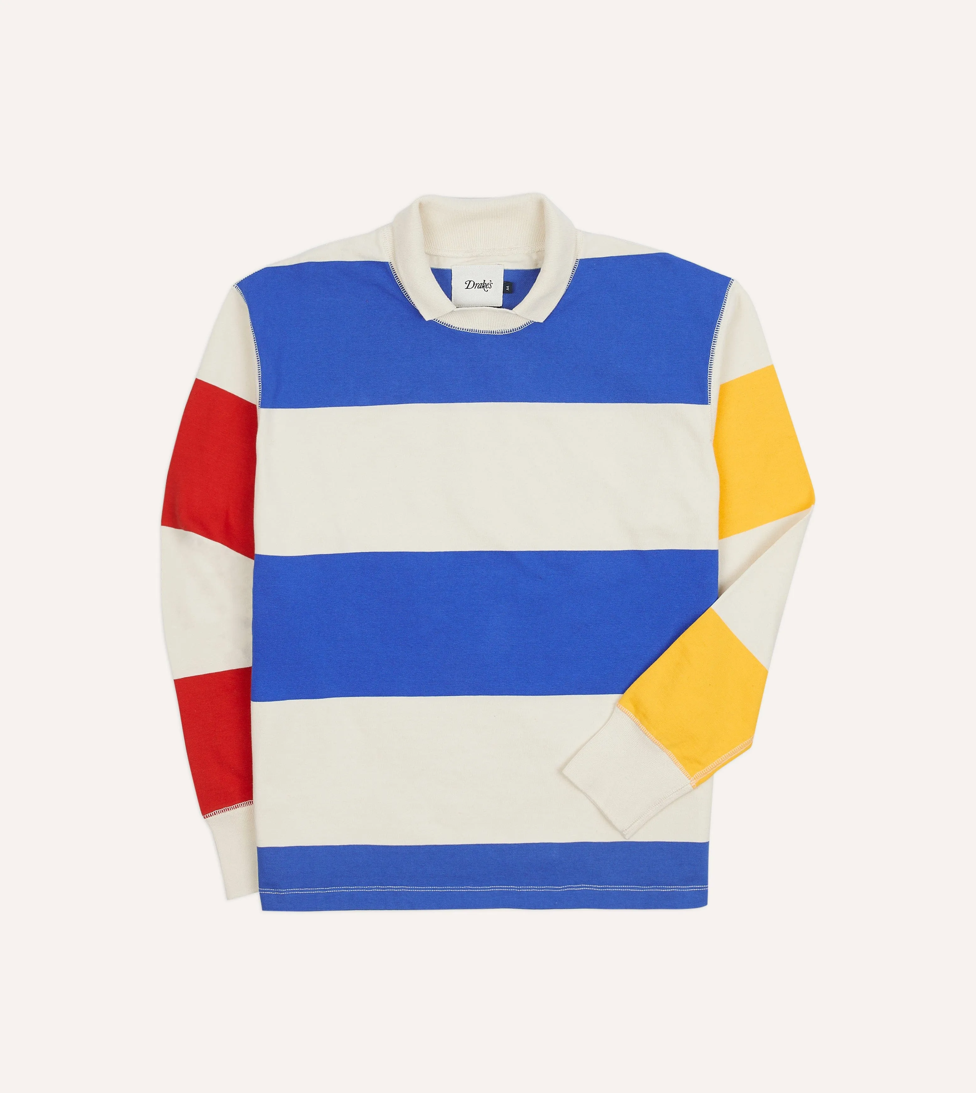 Primary Block Stripe Mock Collar Long-Sleeve Jersey sold by Drake's London
