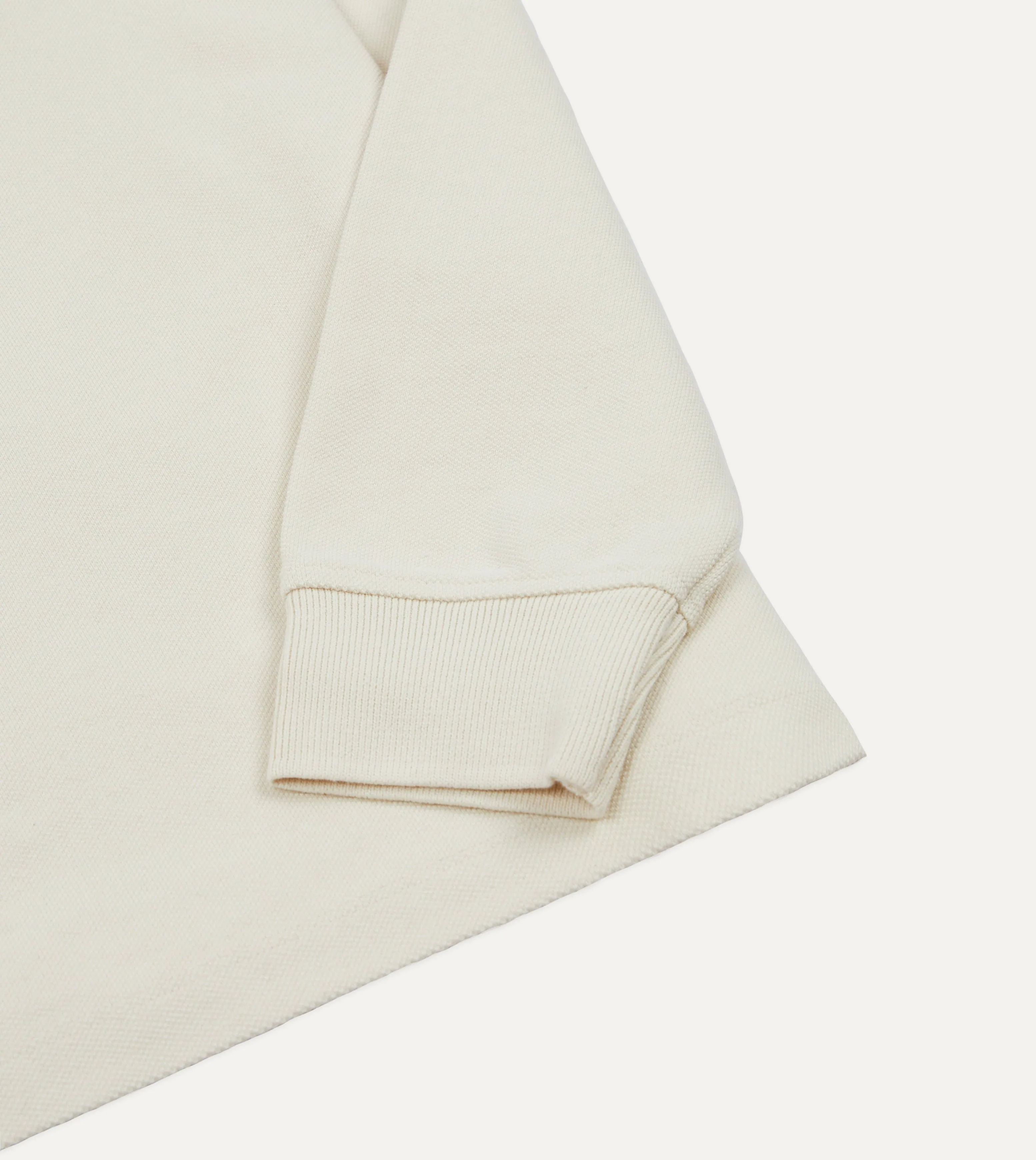 Ecru Pique Cotton Long-Sleeve Polo Shirt sold by Drake's London product image thumbnail 4