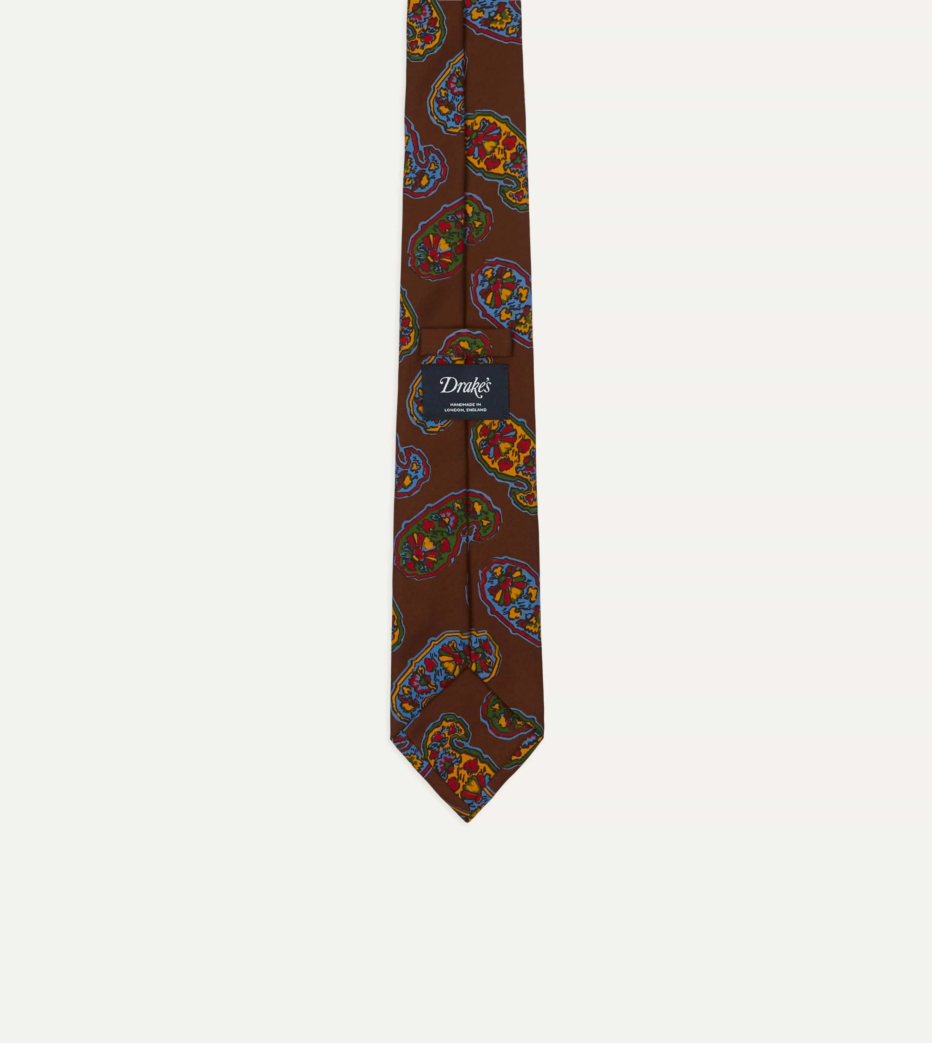 Brown Large Paisley Print Silk Self Tipped Tie sold by Drake's London product image thumbnail 3