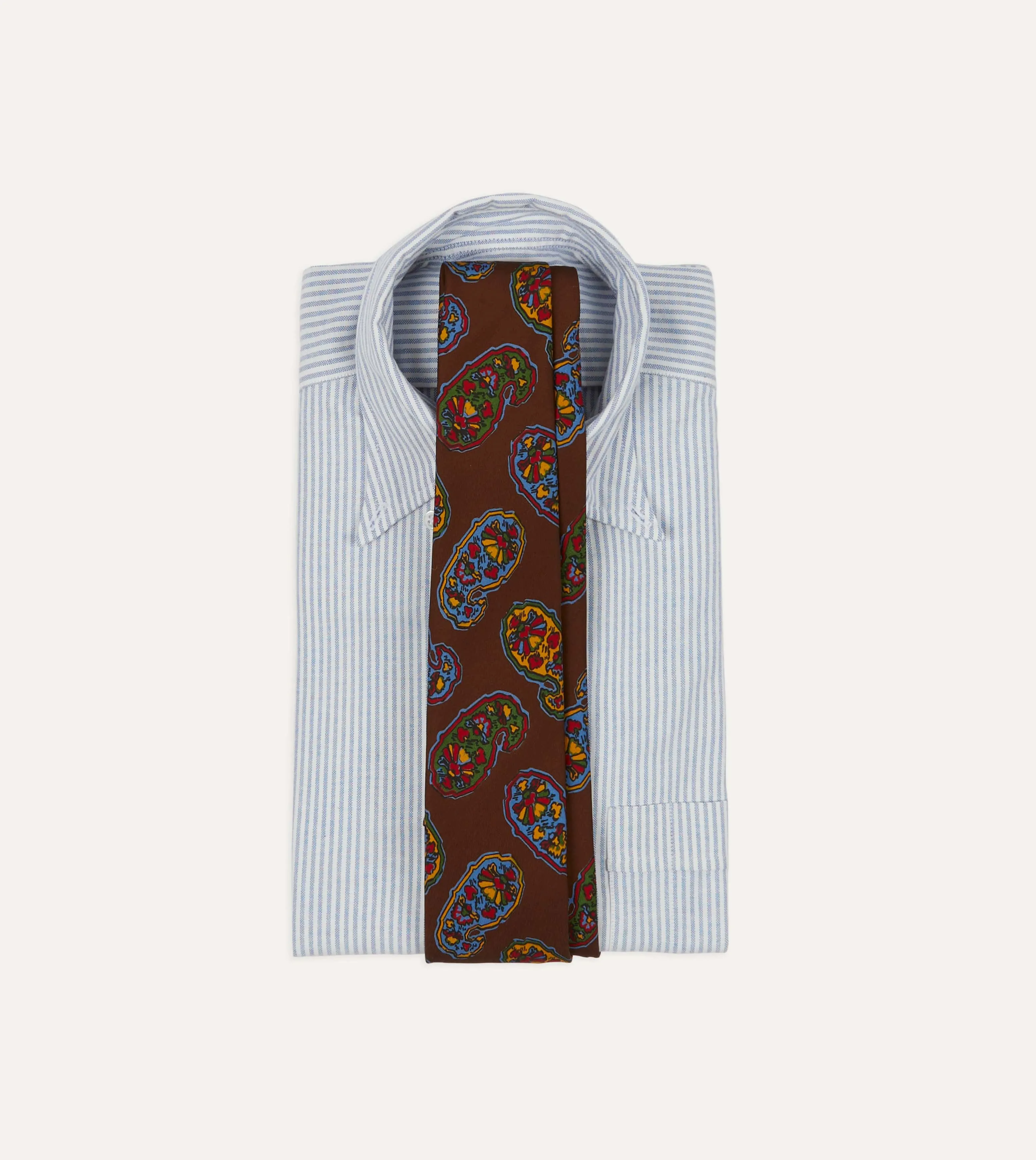 Brown Large Paisley Print Silk Self Tipped Tie sold by Drake's London product image thumbnail 2