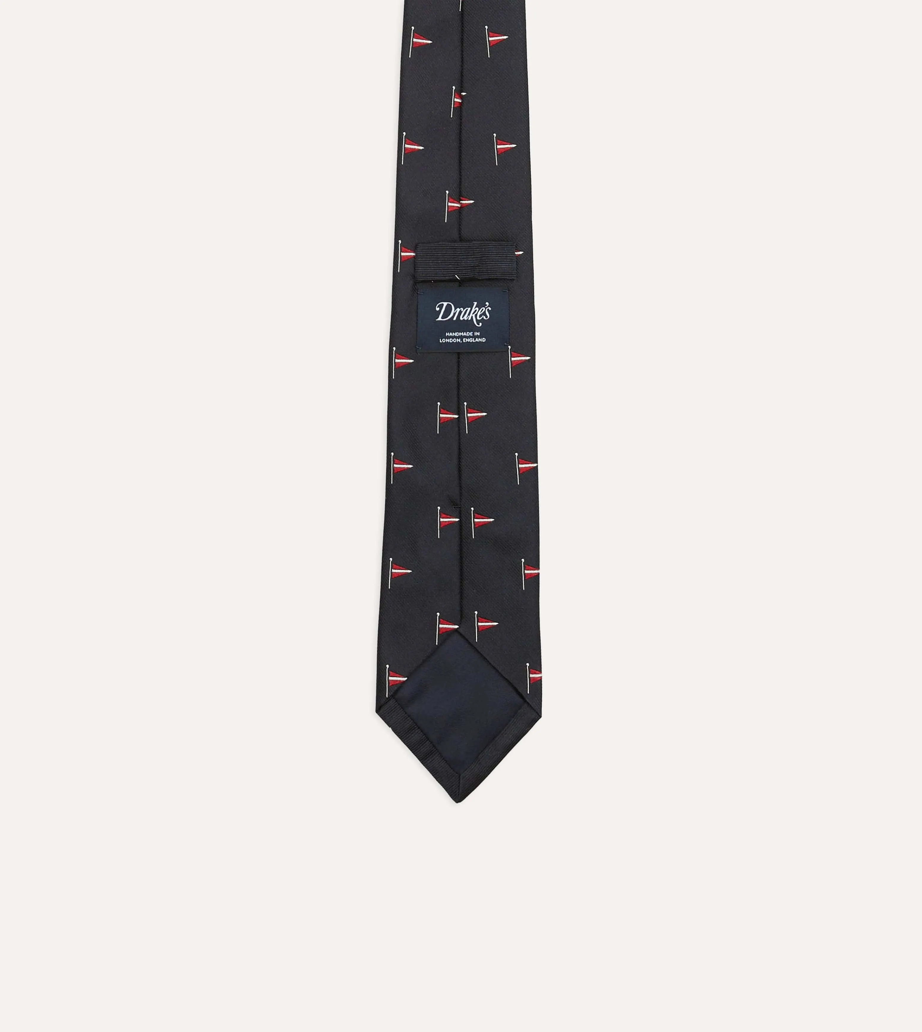 Navy Red Pennant Motif Silk Tipped Tie sold by Drake's London product image thumbnail 3