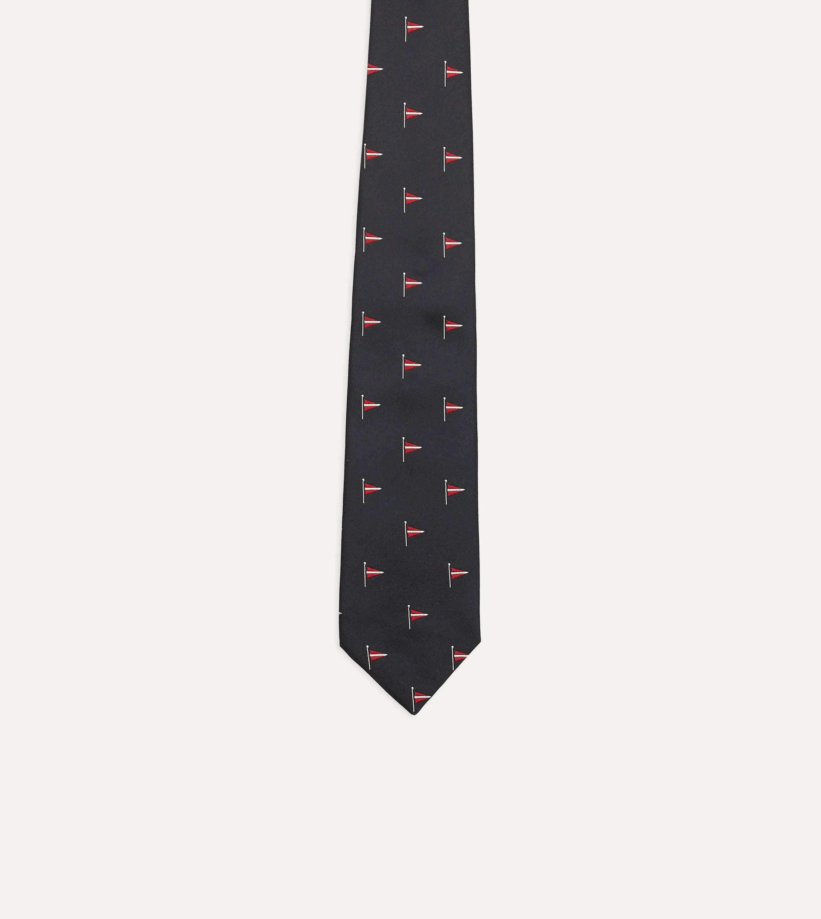 Navy Red Pennant Motif Silk Tipped Tie sold by Drake's London product image thumbnail 4