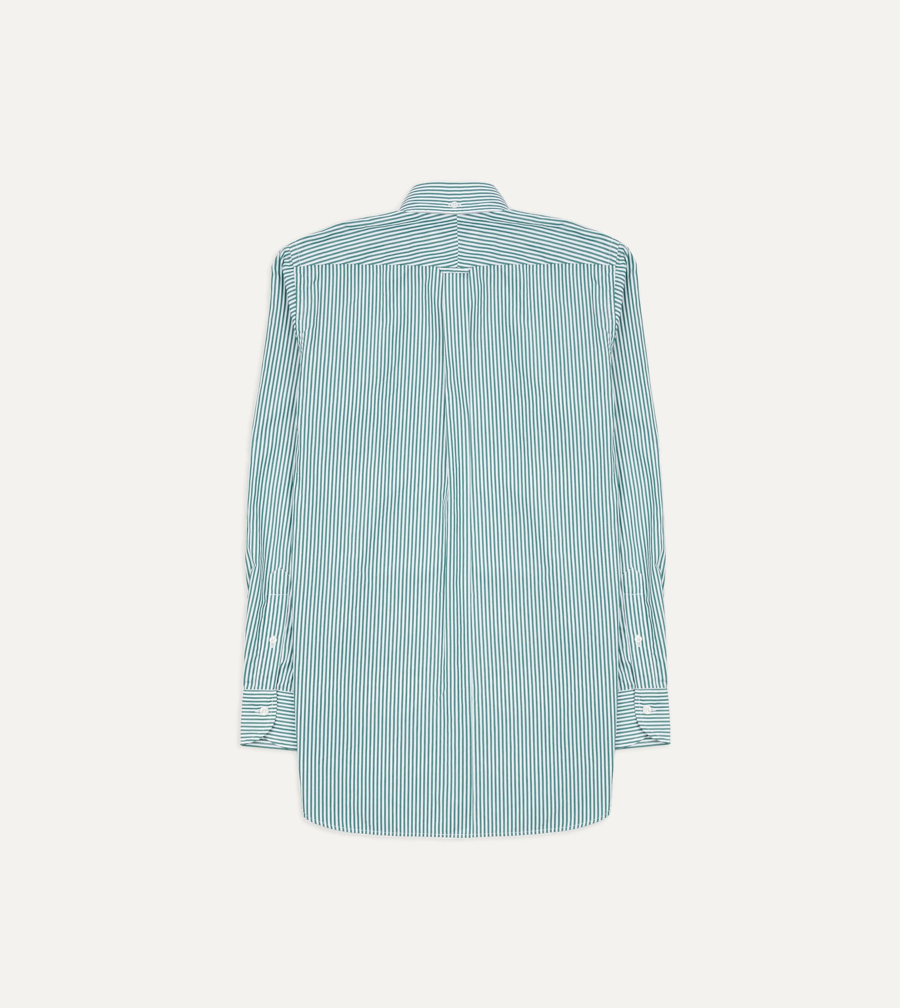Dark Green Bengal Stripe Cotton Poplin Button-Down Shirt sold by Drake's London product image thumbnail 3
