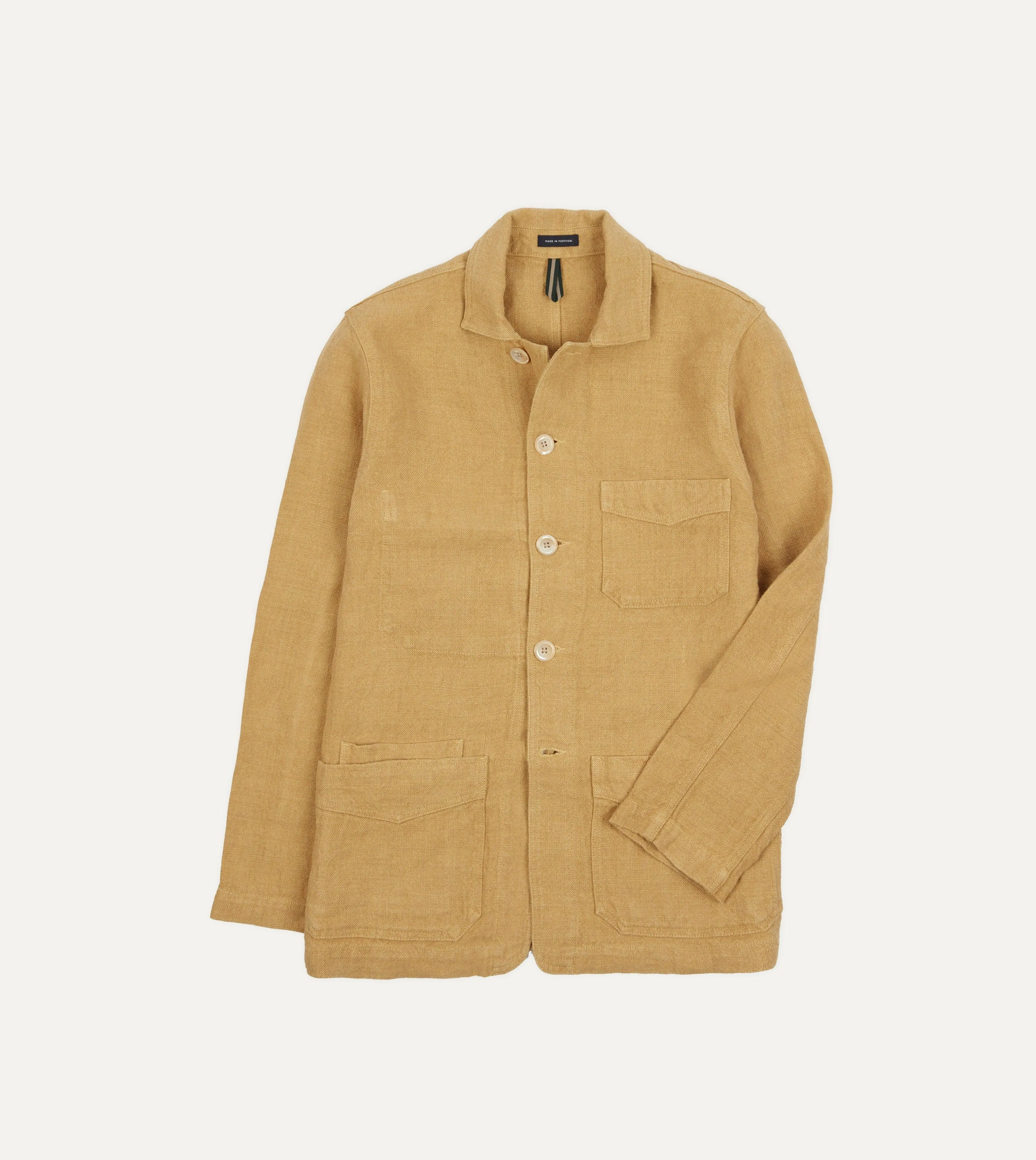 Sand Linen Five-Pocket Chore Jacket sold by Drake's London