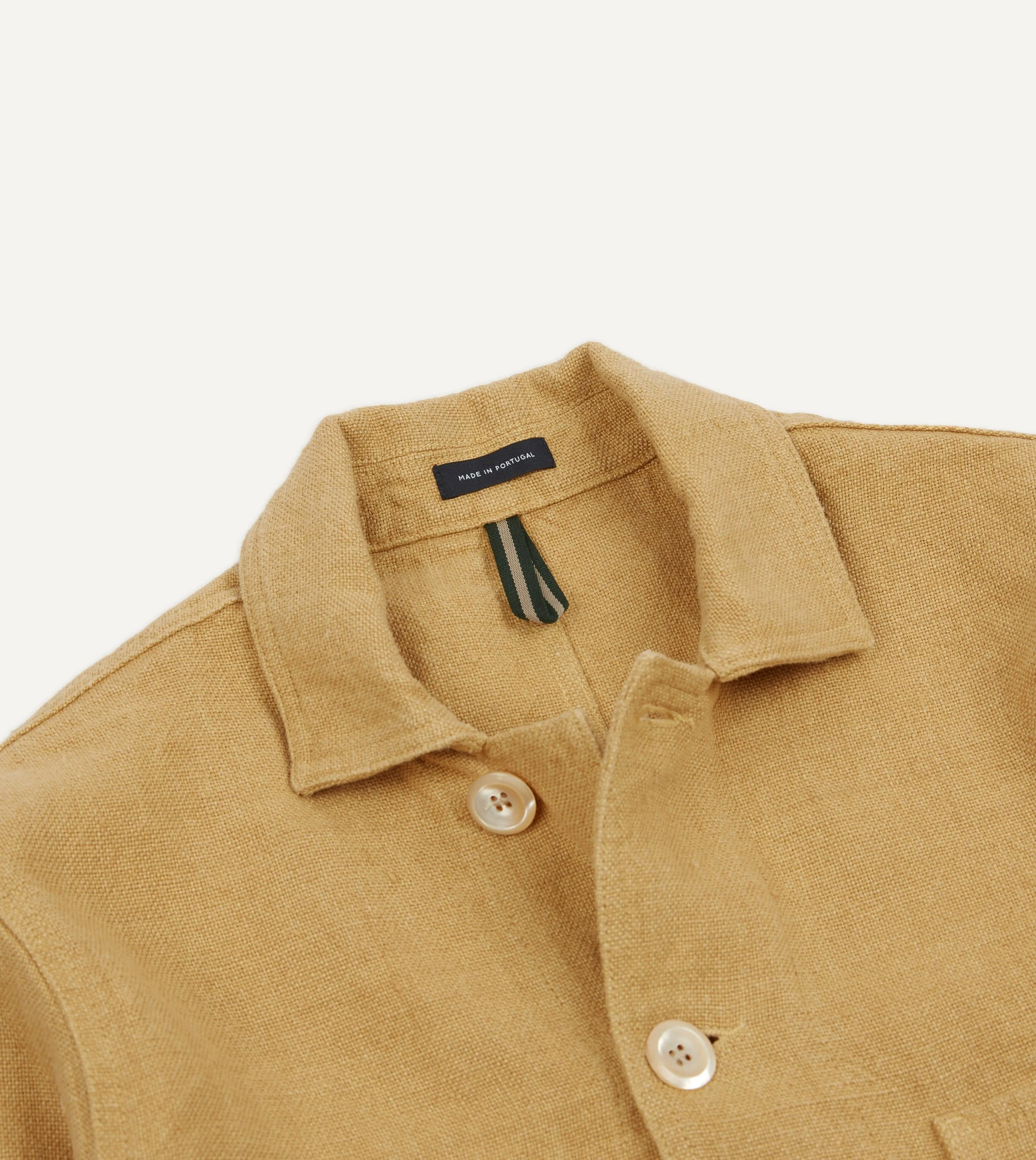 Sand Linen Five-Pocket Chore Jacket sold by Drake's London product image thumbnail 3