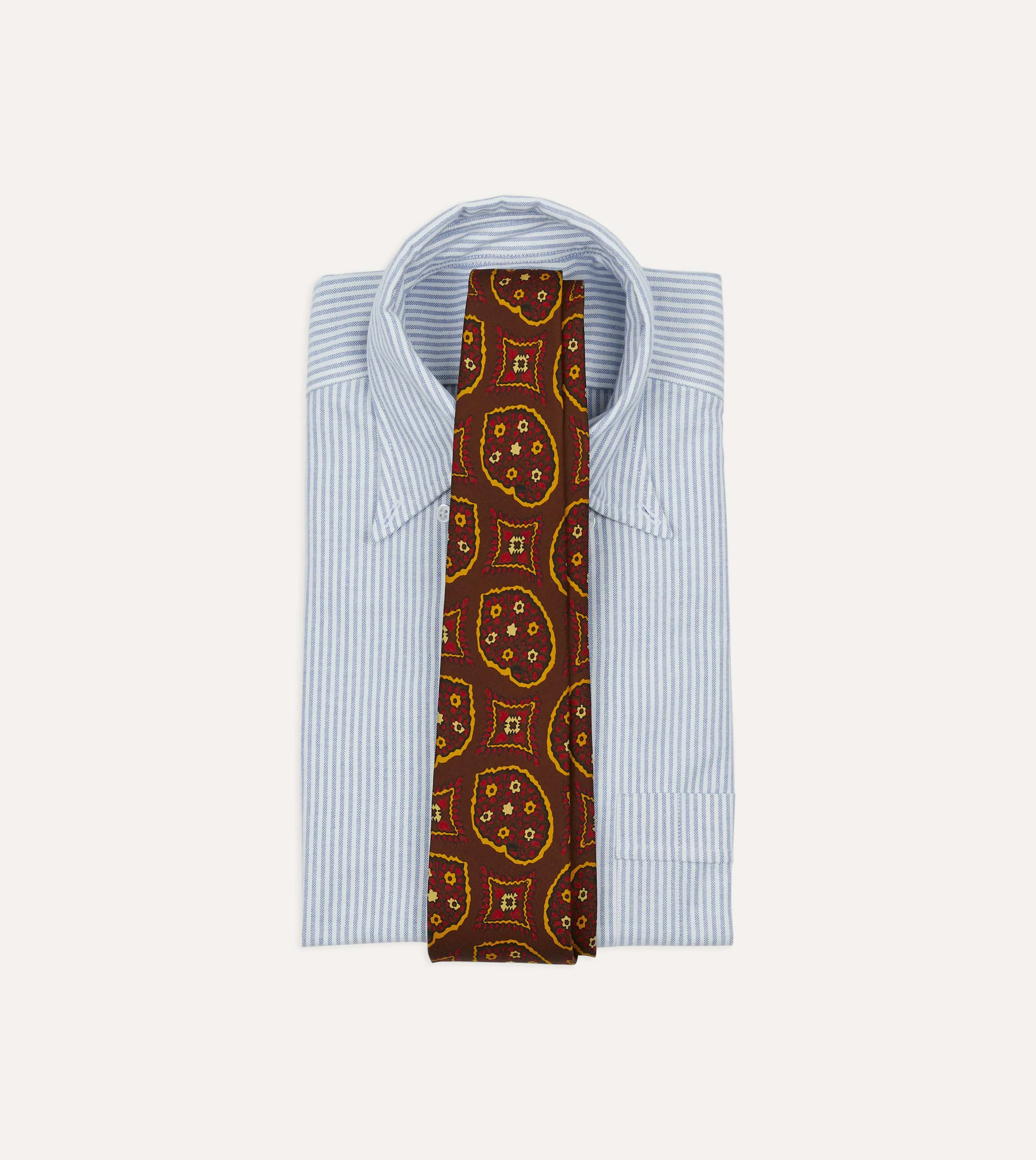 Brown Exploded Paisley Print Silk Self Tipped Tie sold by Drake's London product image thumbnail 2