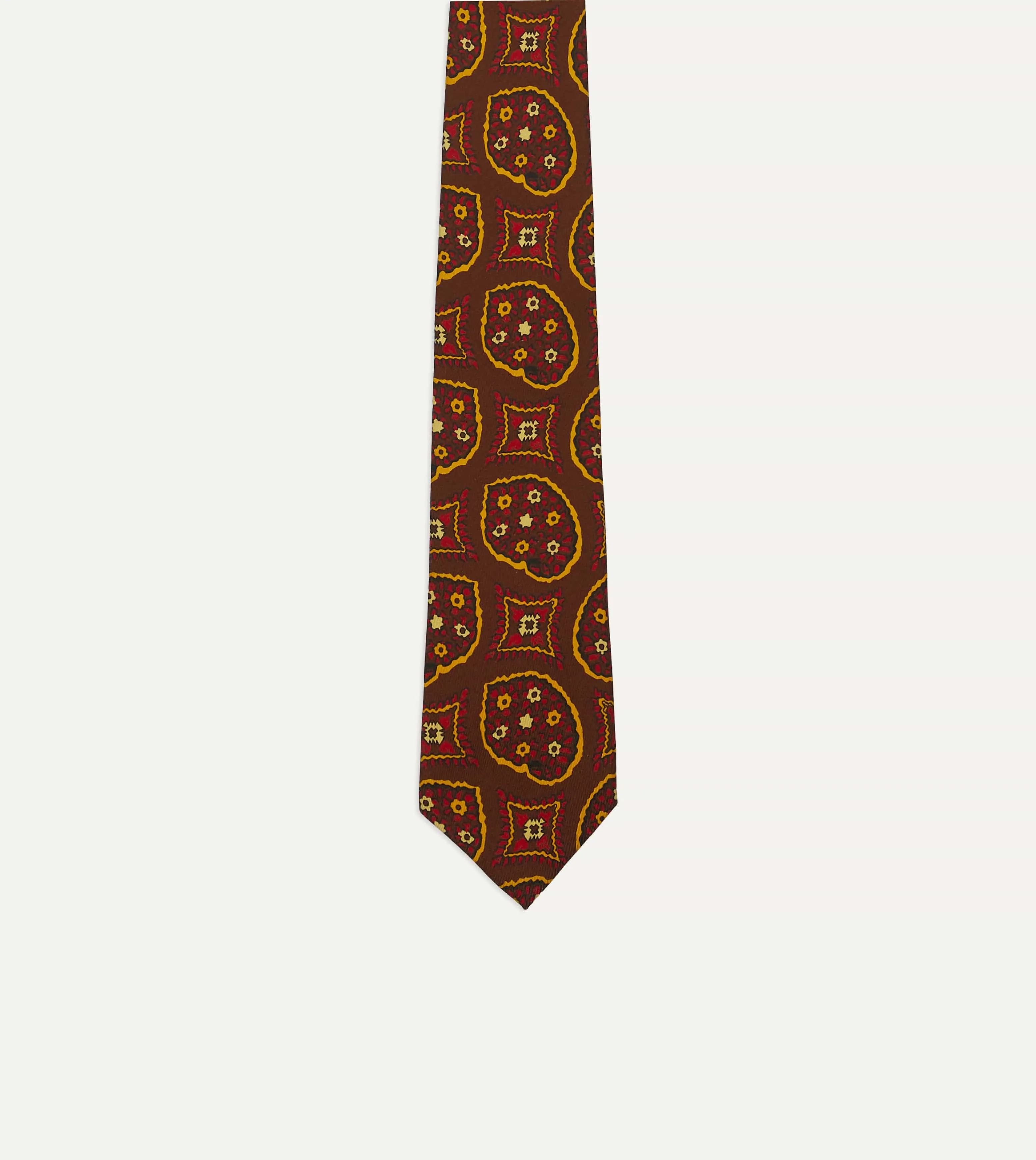 Brown Exploded Paisley Print Silk Self Tipped Tie sold by Drake's London product image thumbnail 4