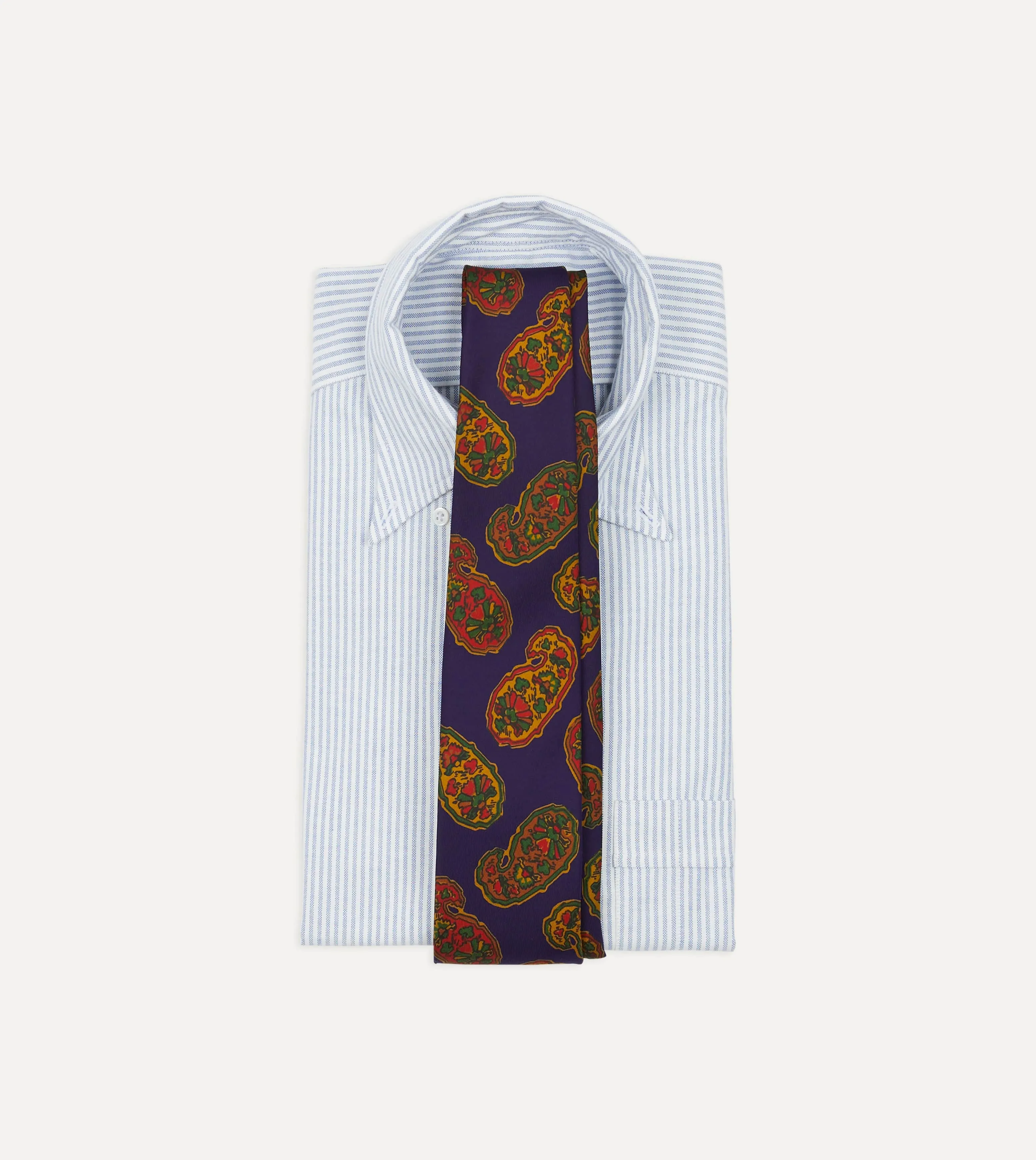 Purple Large Paisley Print Silk Self Tipped Tie sold by Drake's London product image thumbnail 2