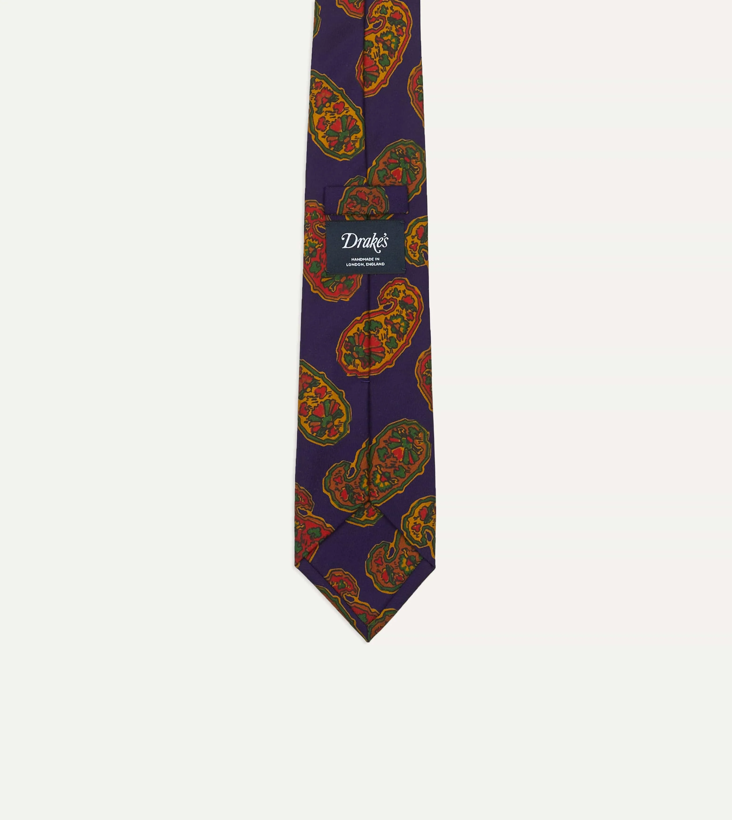 Purple Large Paisley Print Silk Self Tipped Tie sold by Drake's London product image thumbnail 3