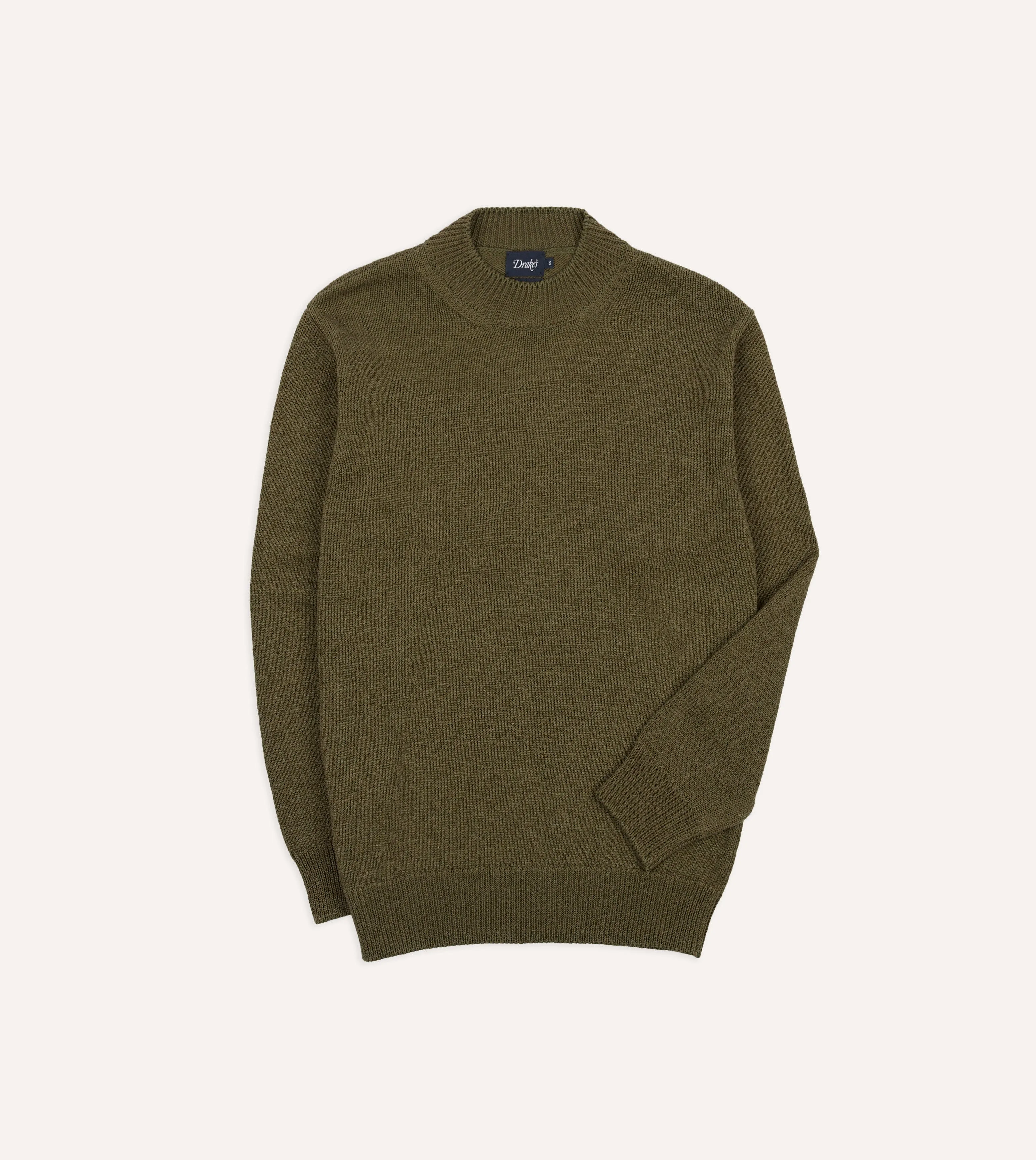 Olive Cotton Mock Neck Jumper sold by Drake's London