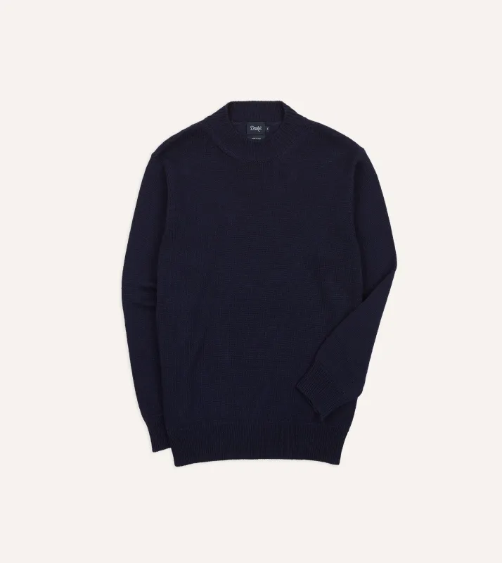 Navy Cotton Mock Neck Jumper sold by Drake's London