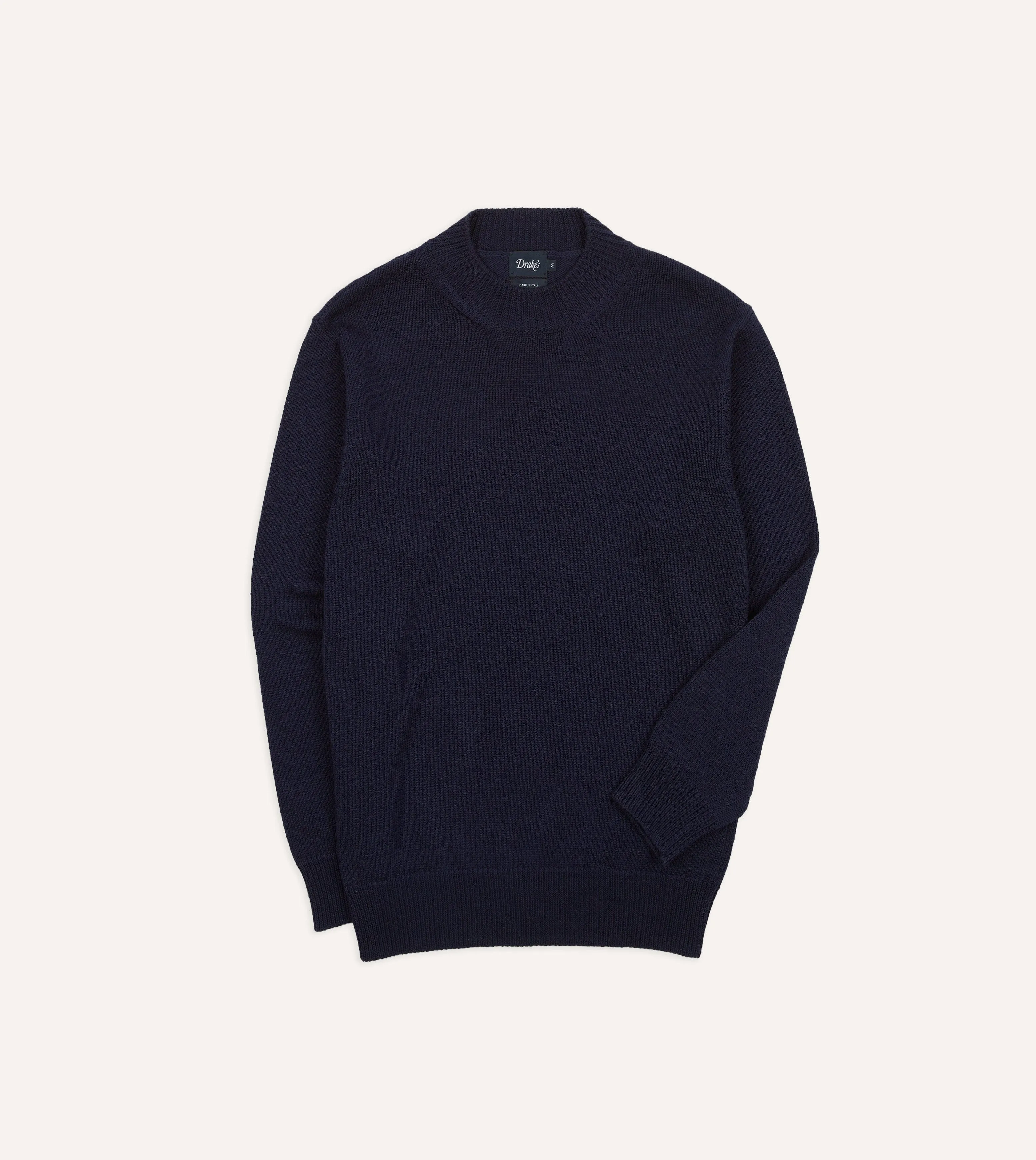 Navy Cotton Mock Neck Jumper sold by Drake's London