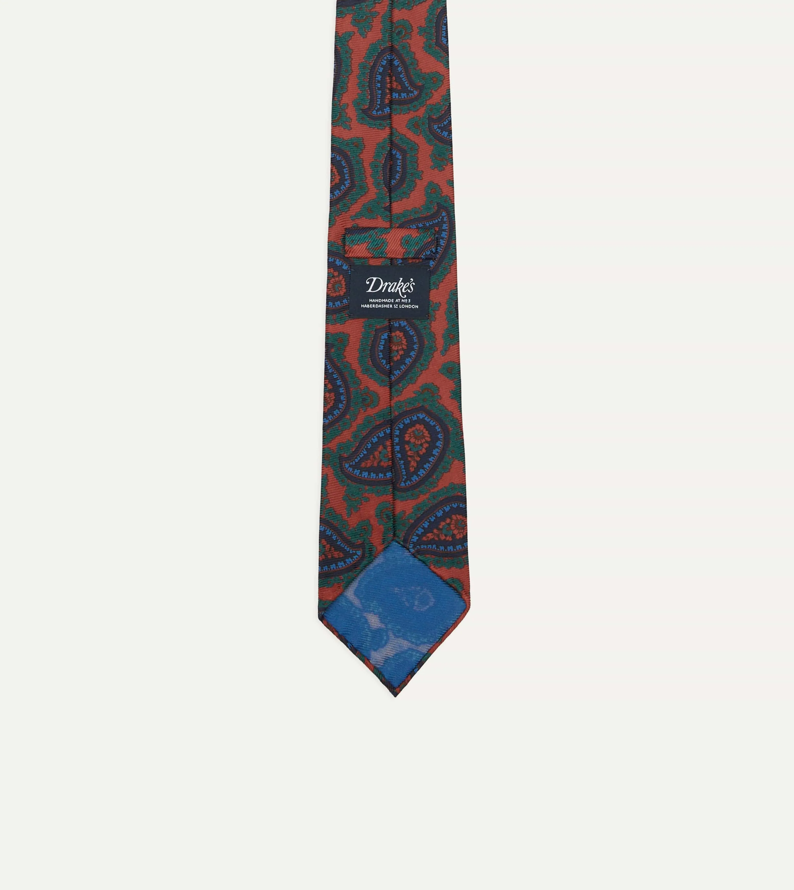 Red Big Paisley Print 40oz Madder Silk Tie sold by Drake's London product image thumbnail 3